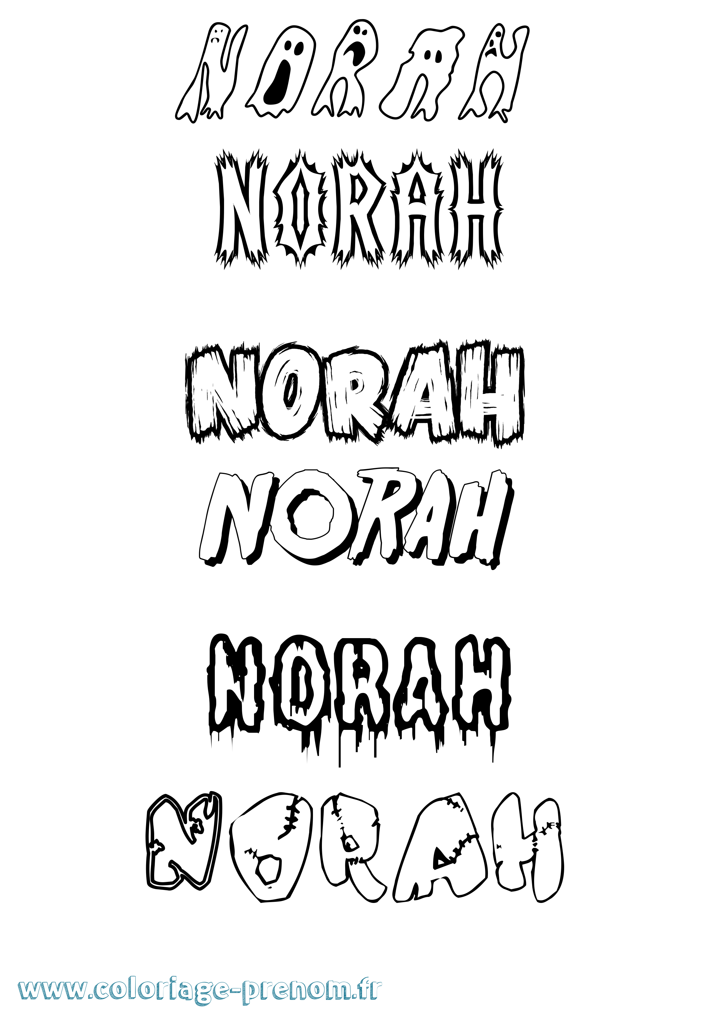 Coloriage prénom Norah Frisson