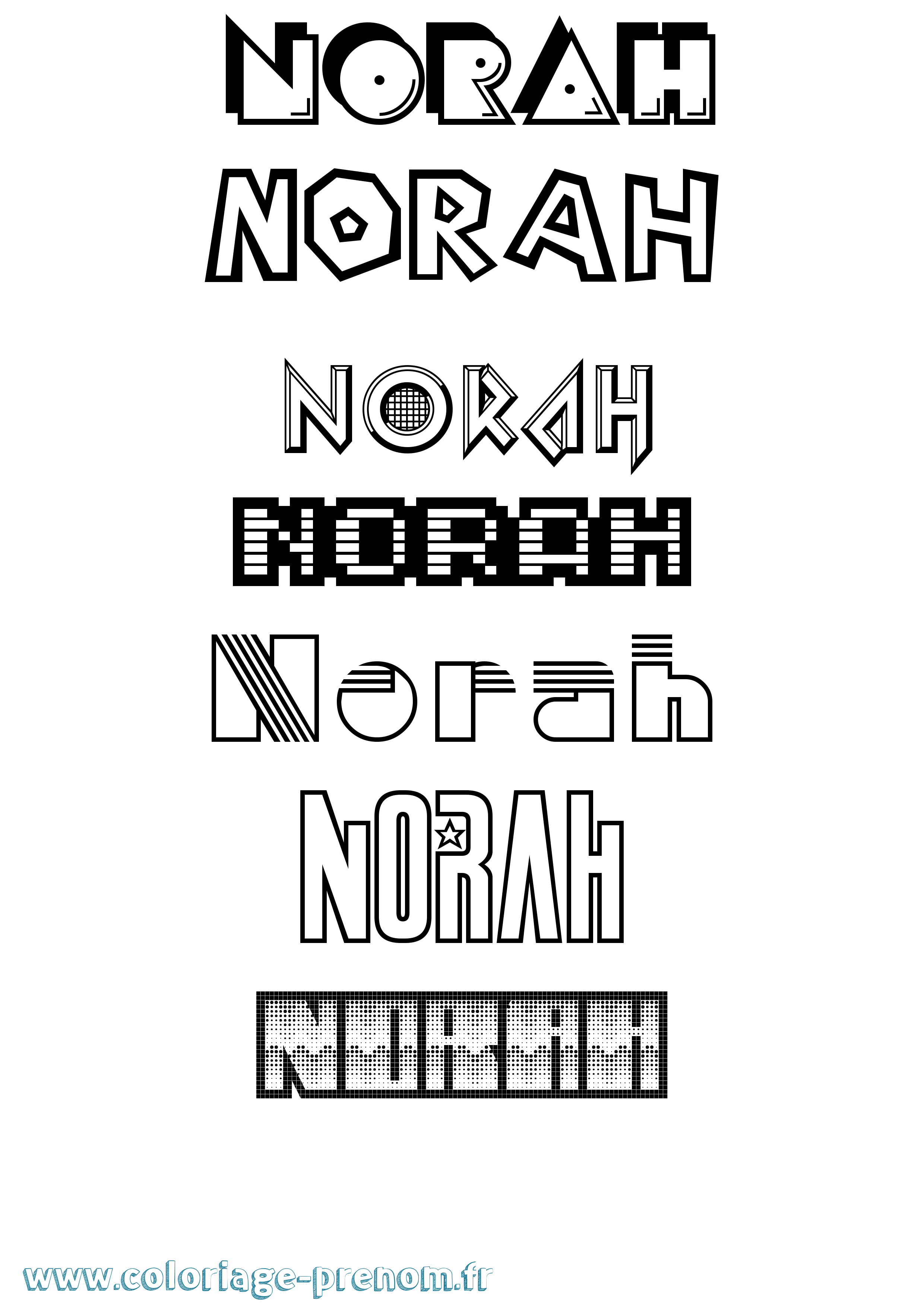 Coloriage prénom Norah Jeux Vidéos