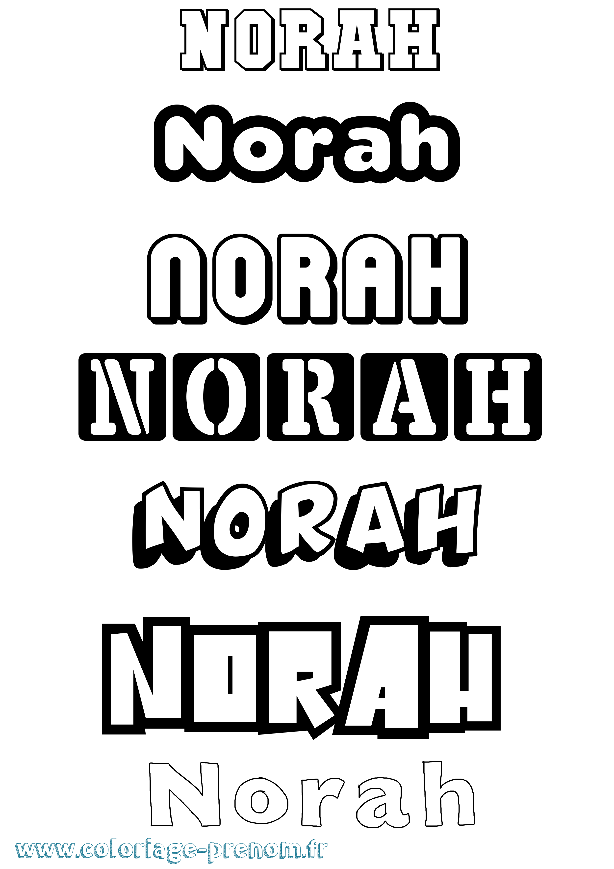 Coloriage prénom Norah Simple