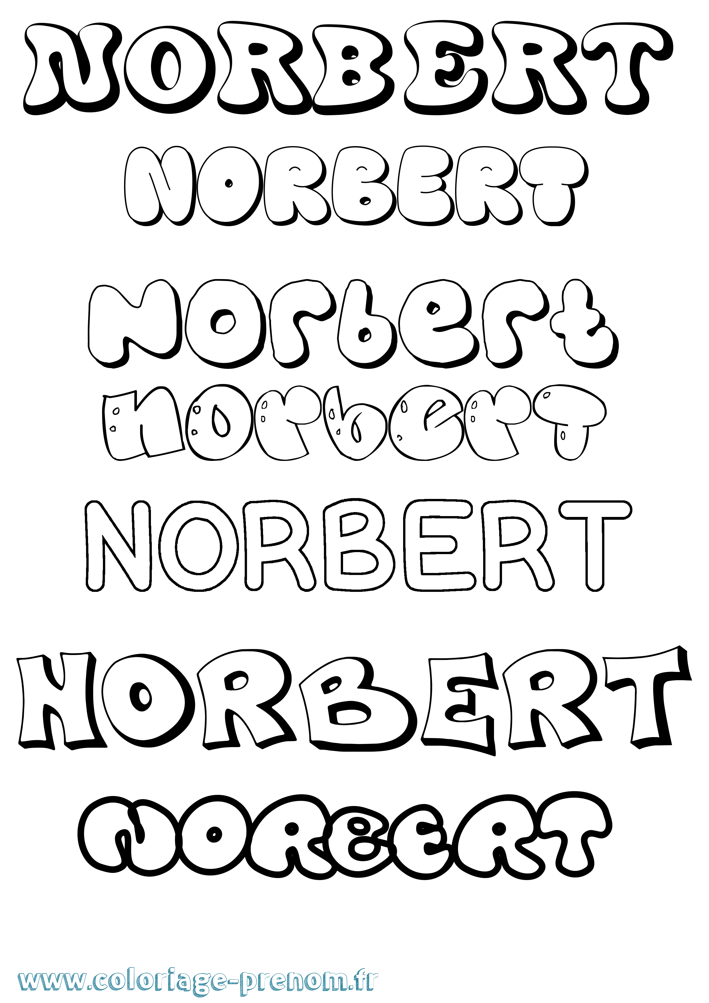 Coloriage prénom Norbert Bubble