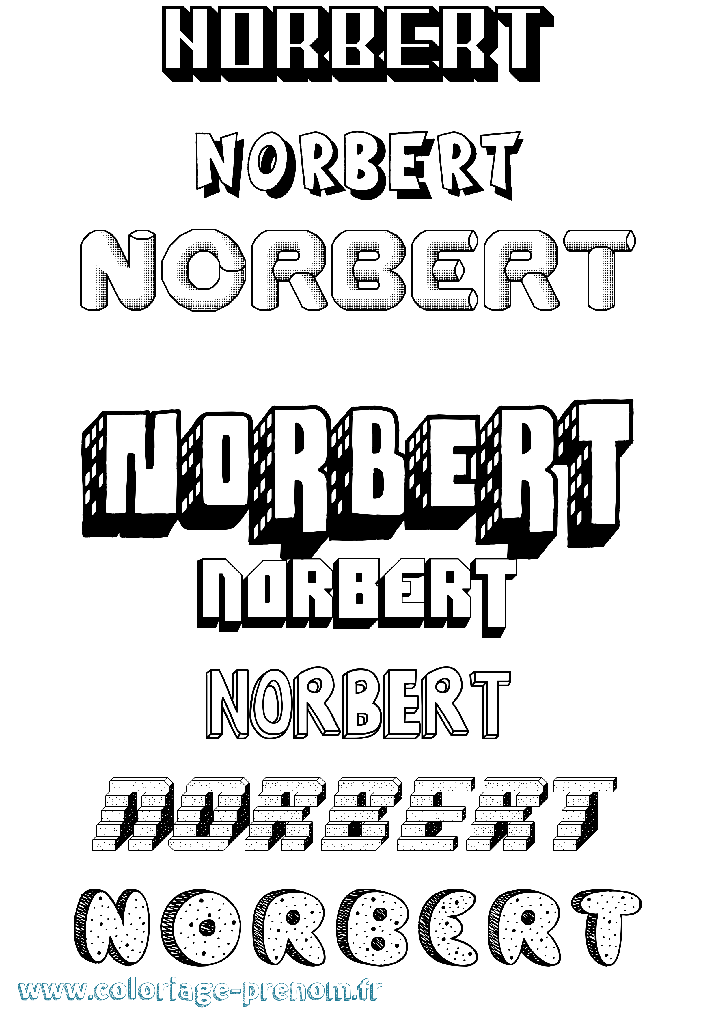 Coloriage prénom Norbert Effet 3D