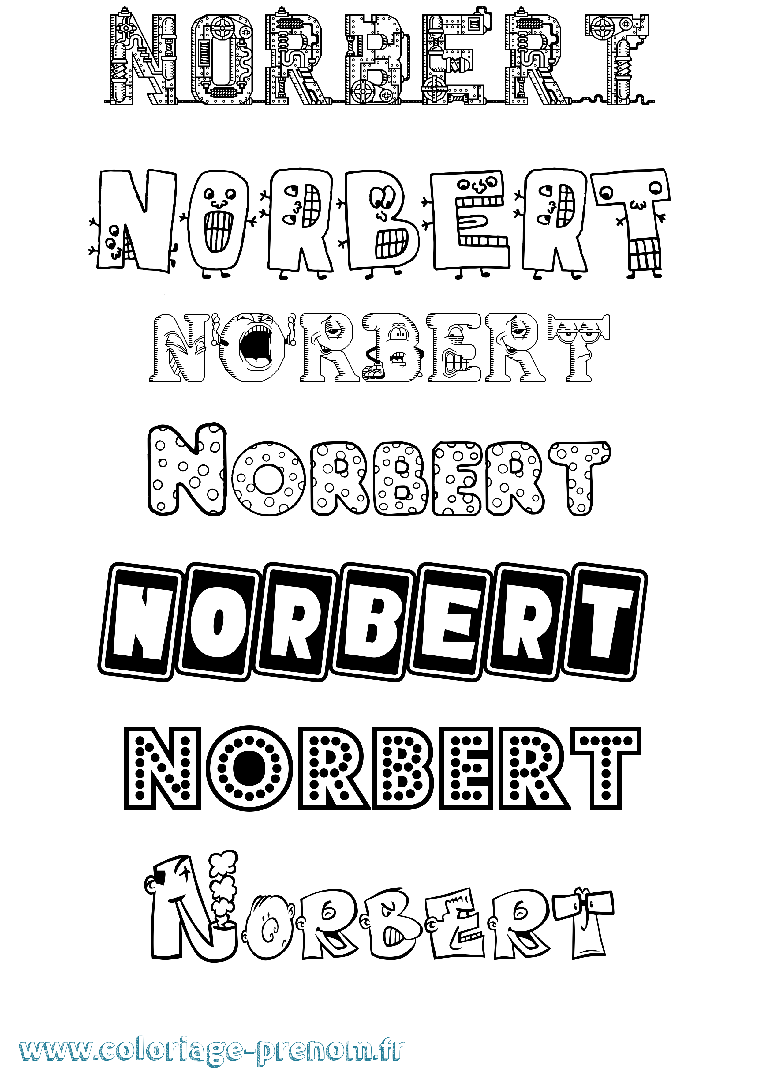 Coloriage prénom Norbert Fun