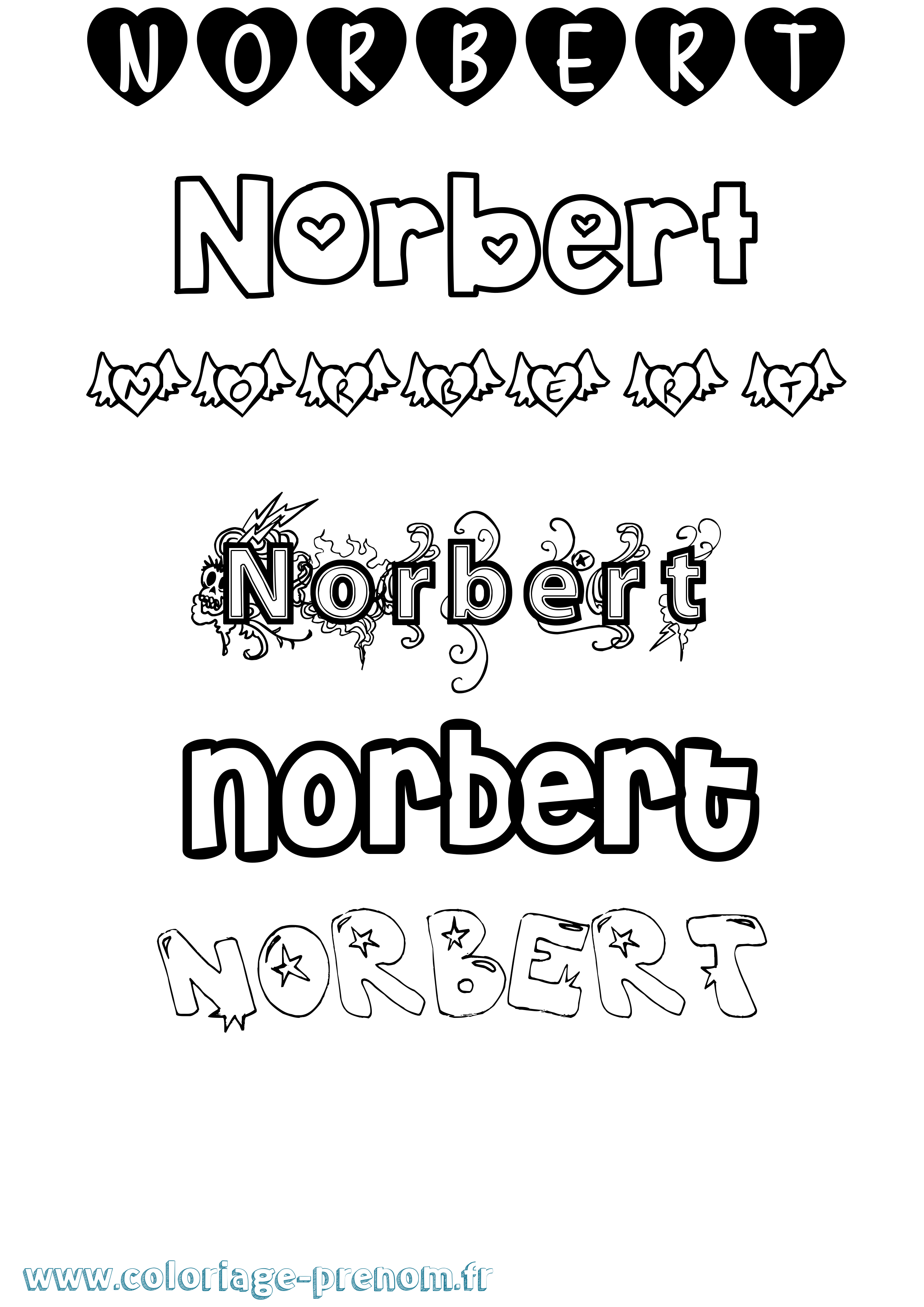 Coloriage prénom Norbert Girly