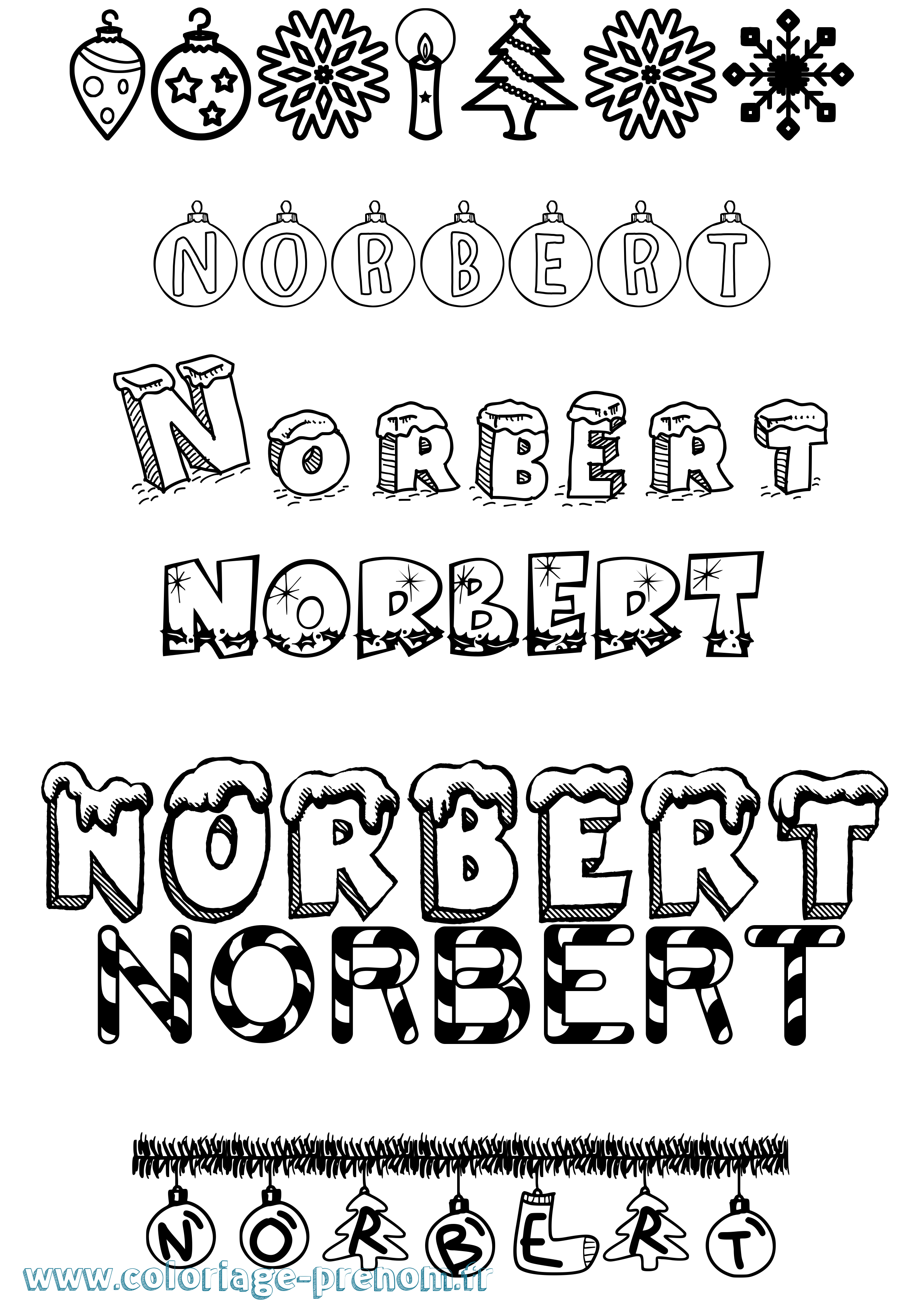 Coloriage prénom Norbert Noël