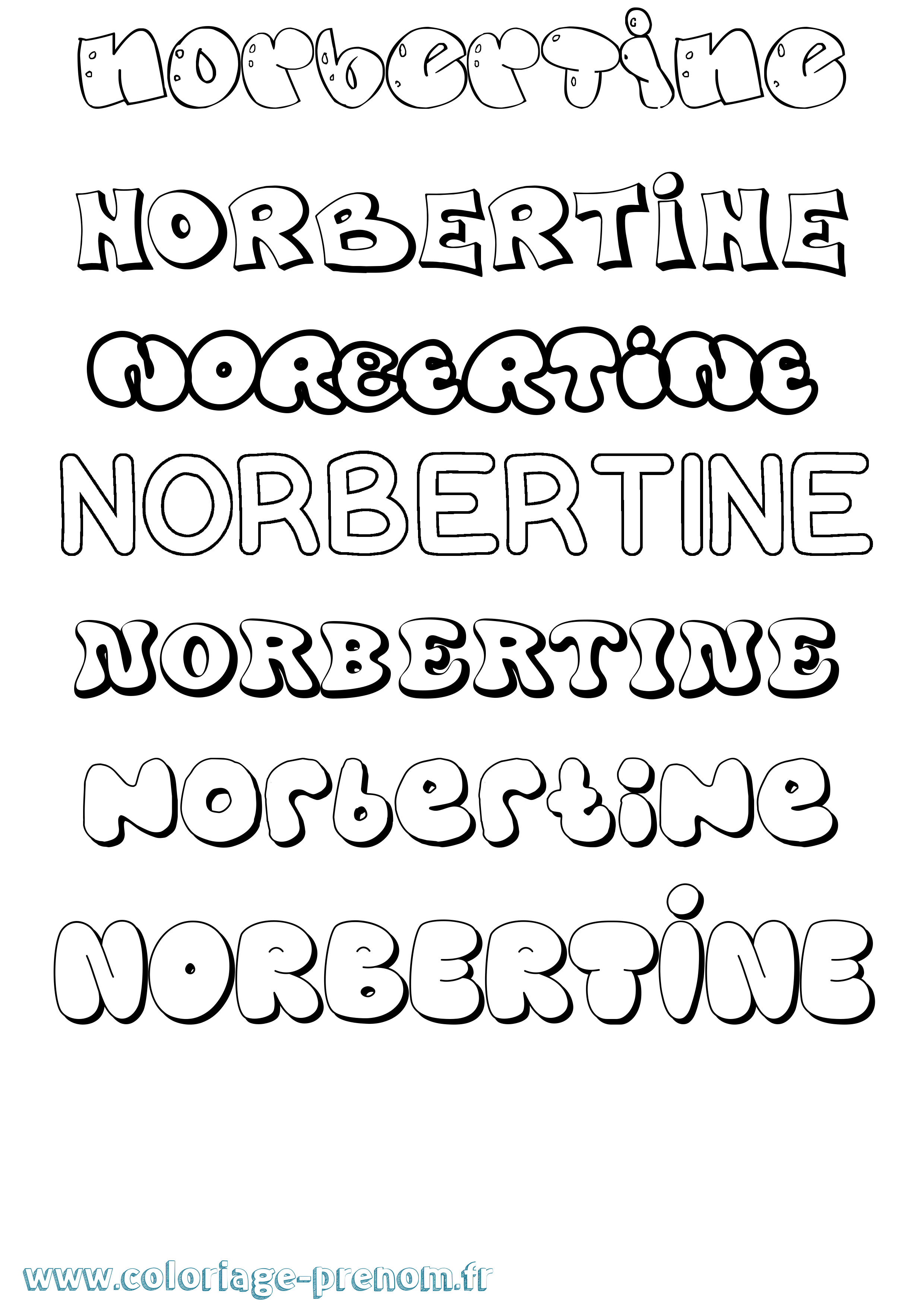 Coloriage prénom Norbertine Bubble