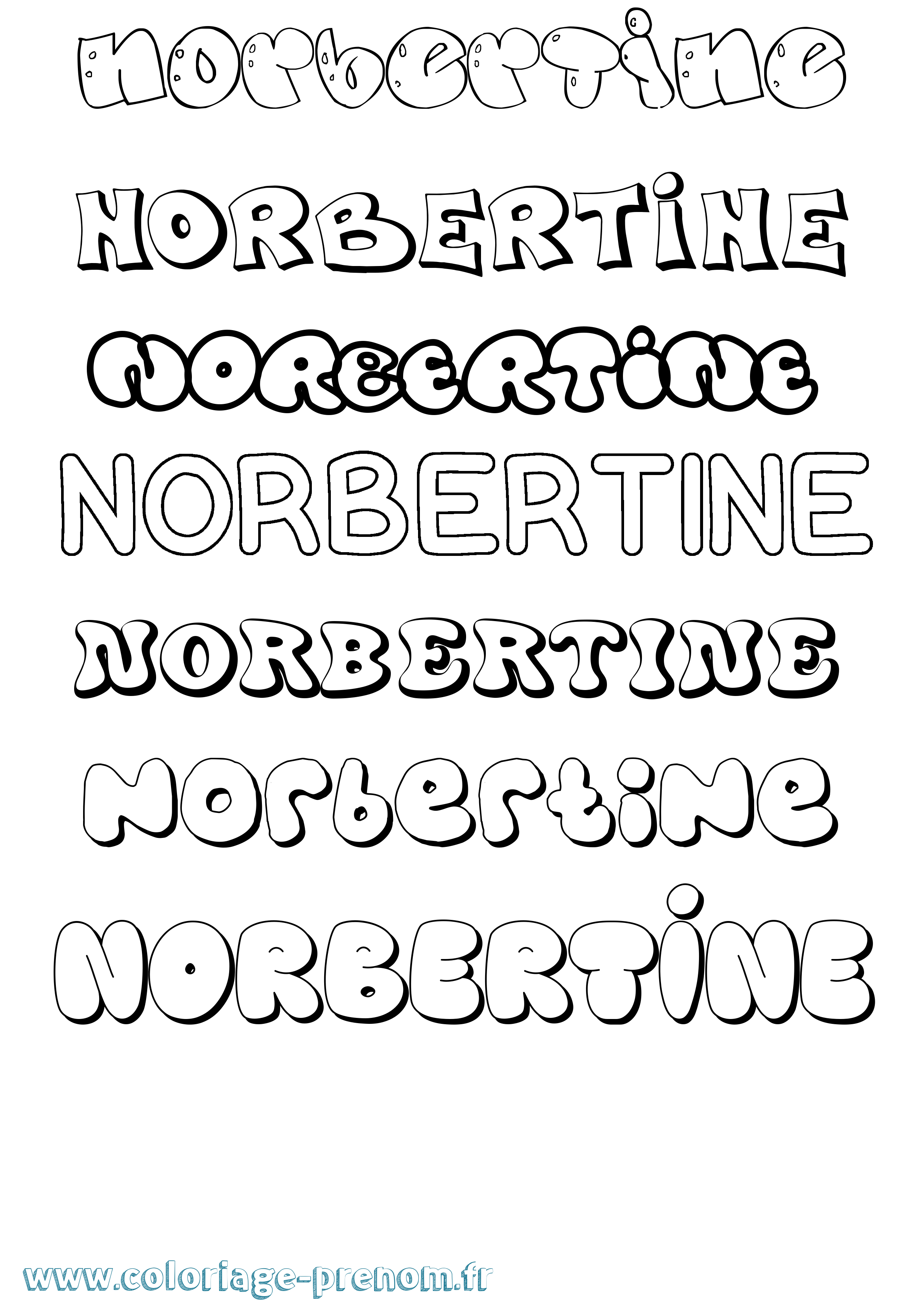 Coloriage Norbertine Bubble Coloriage prénom Norbertine Bubble
