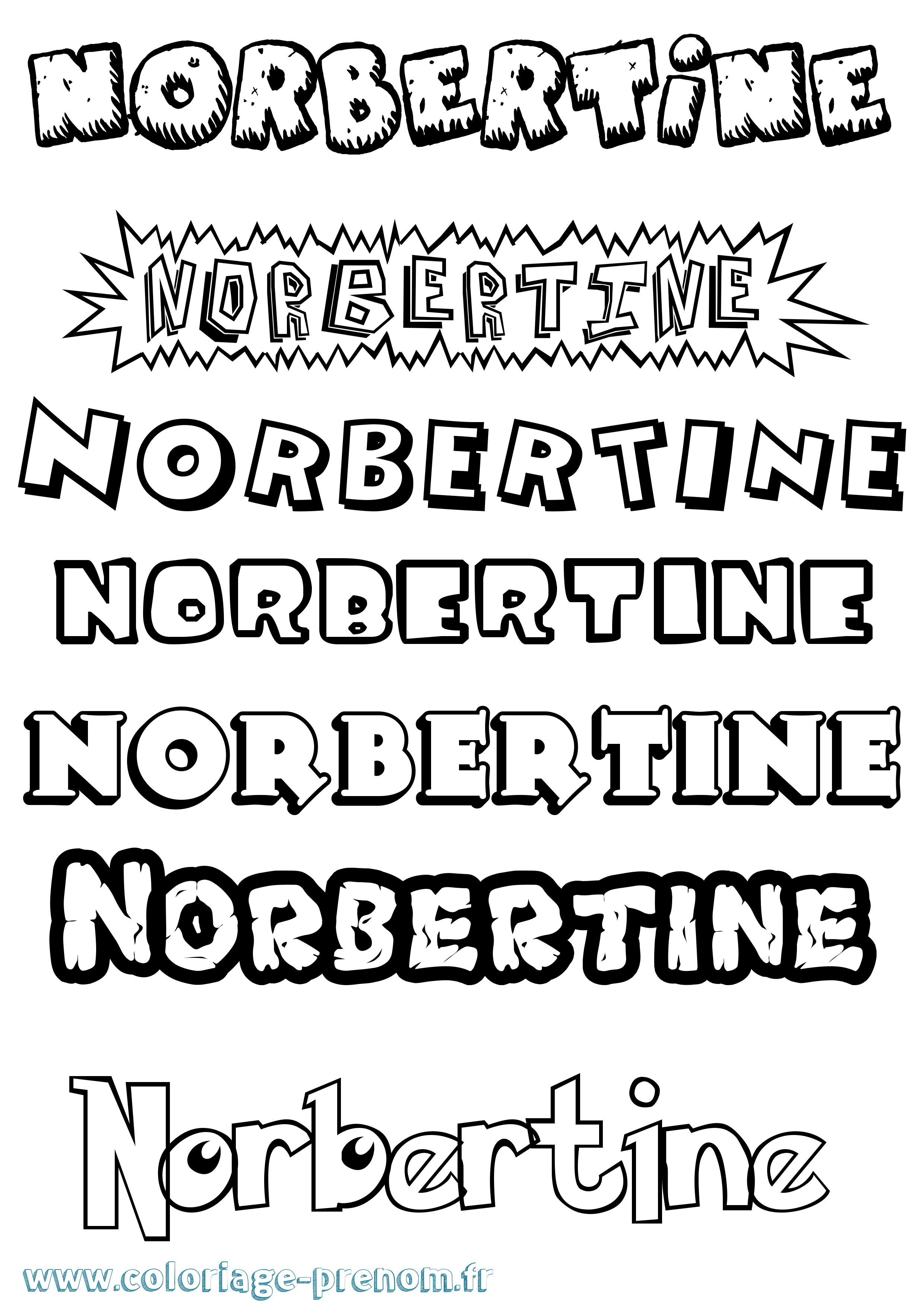 Coloriage Norbertine Dessin Animé Coloriage prénom Norbertine Dessin Animé