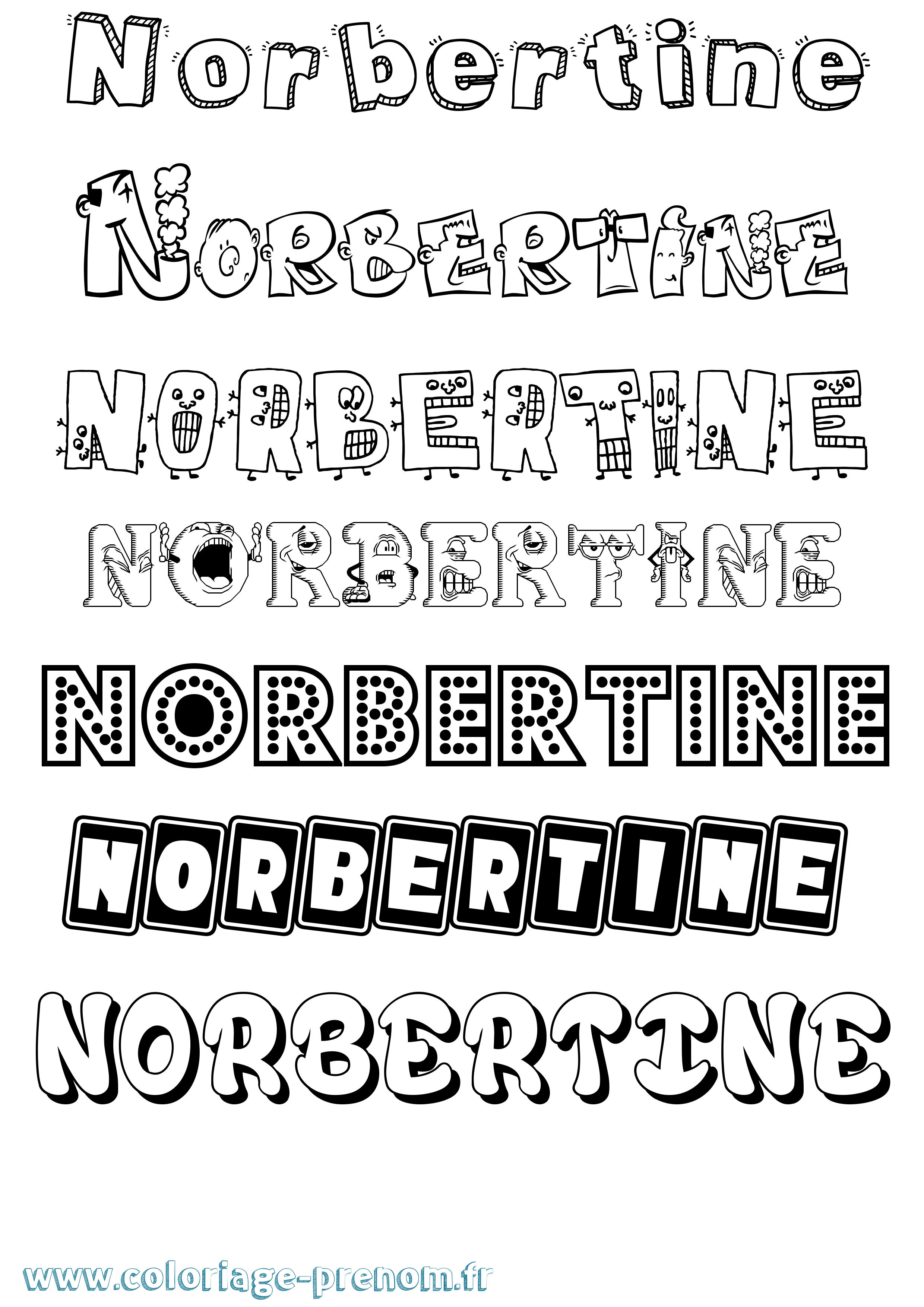 Coloriage prénom Norbertine Fun
