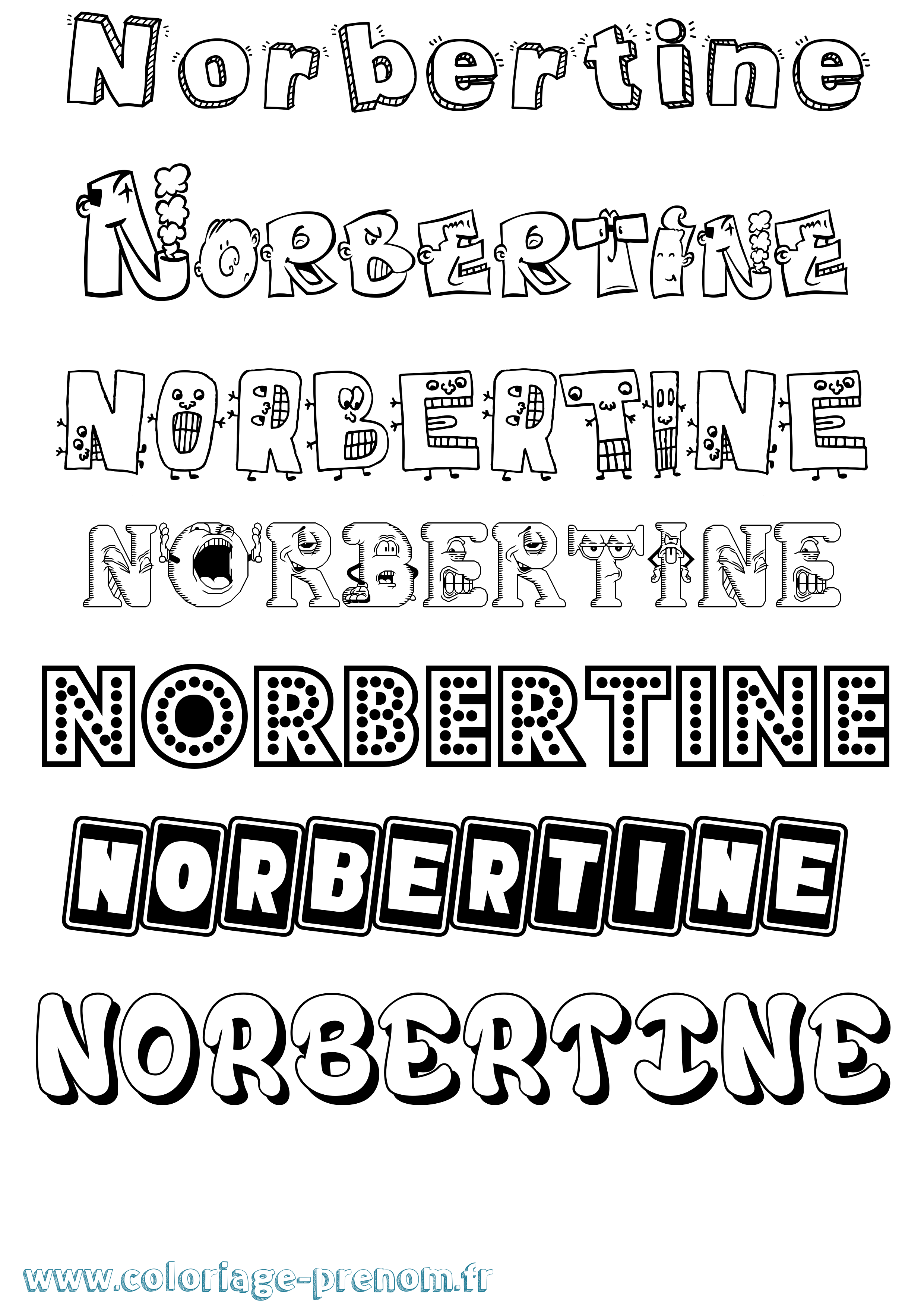 Coloriage Norbertine Fun Coloriage prénom Norbertine Fun