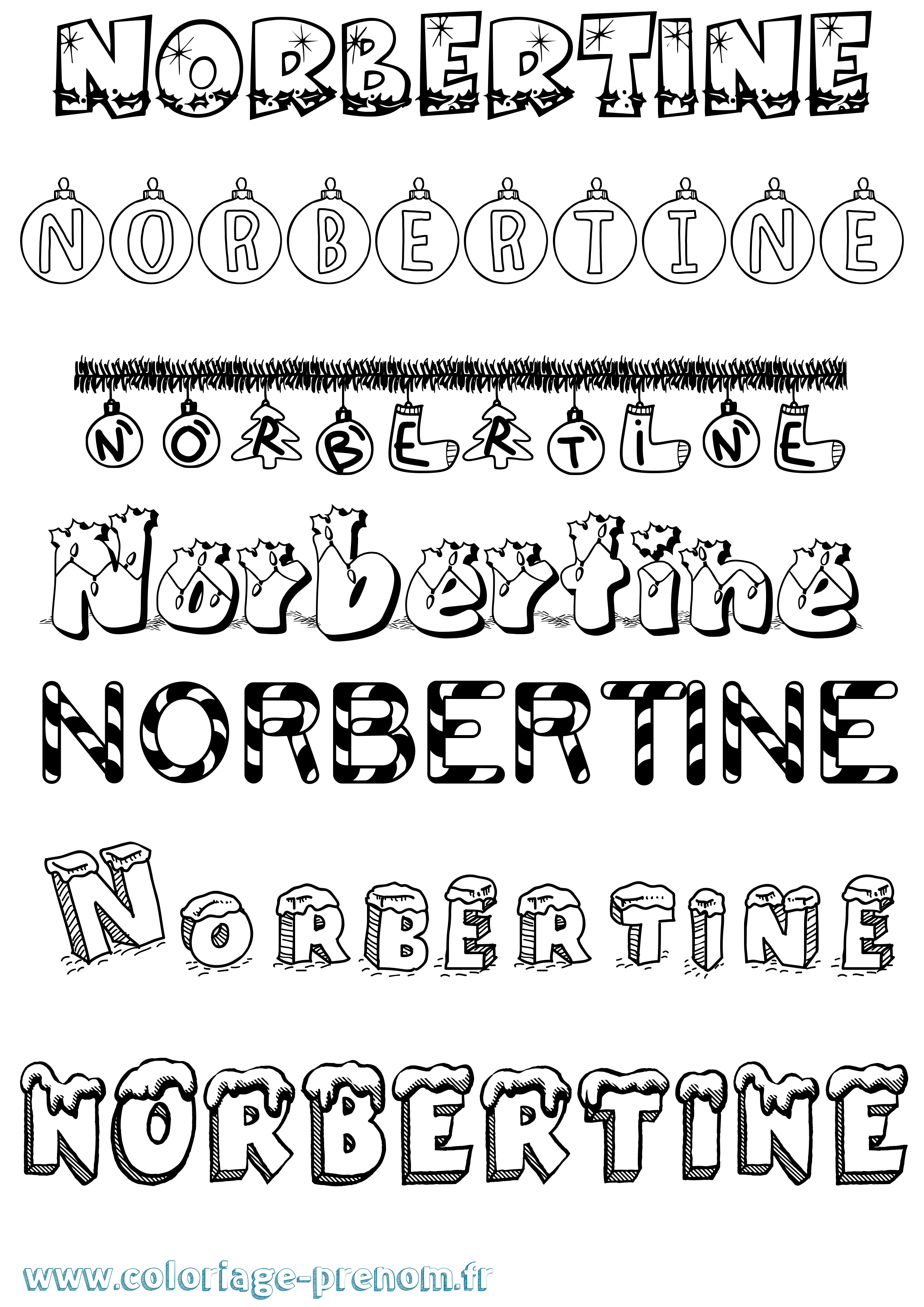 Coloriage Norbertine Noël Coloriage prénom Norbertine Noël