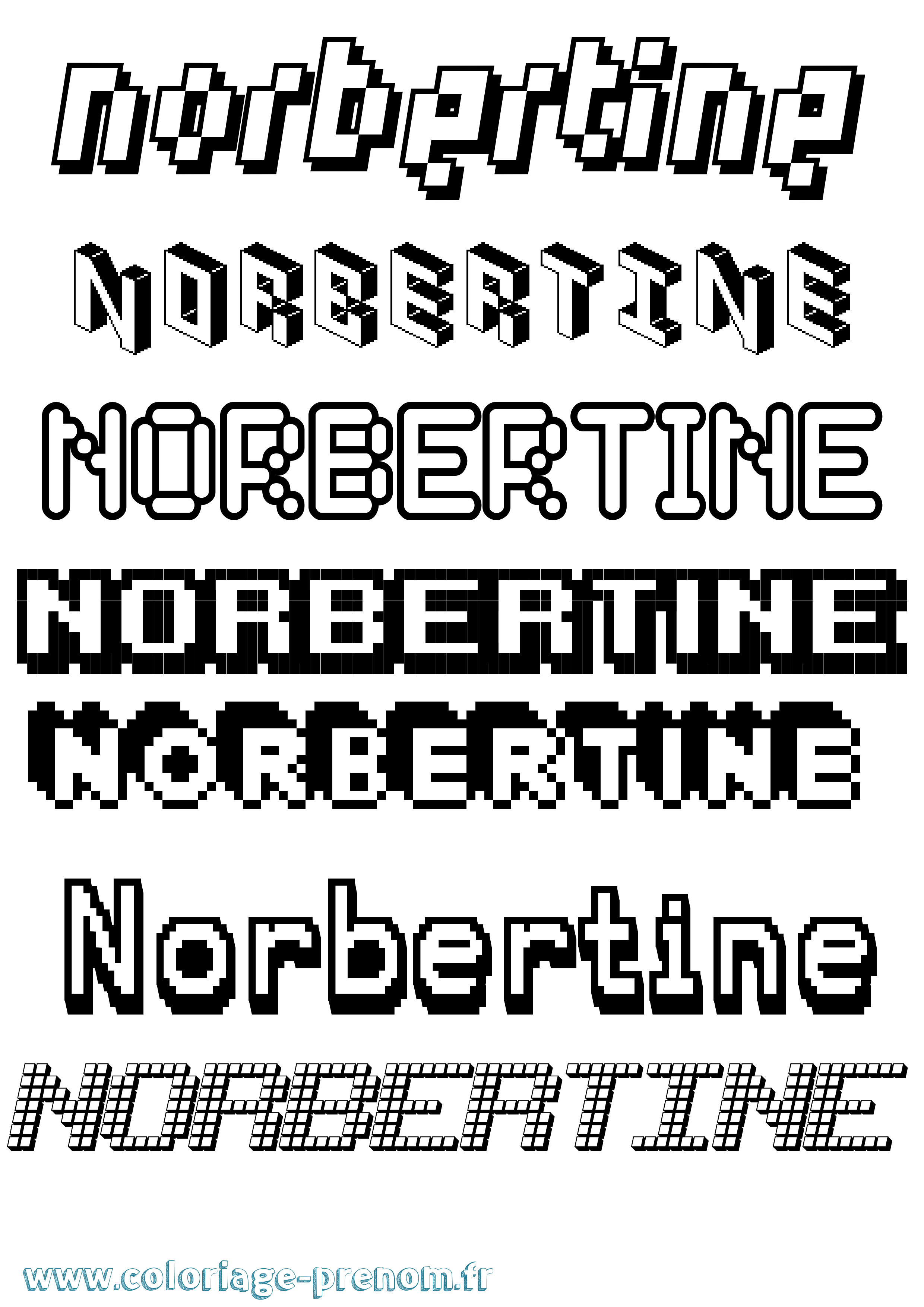 Coloriage prénom Norbertine Pixel