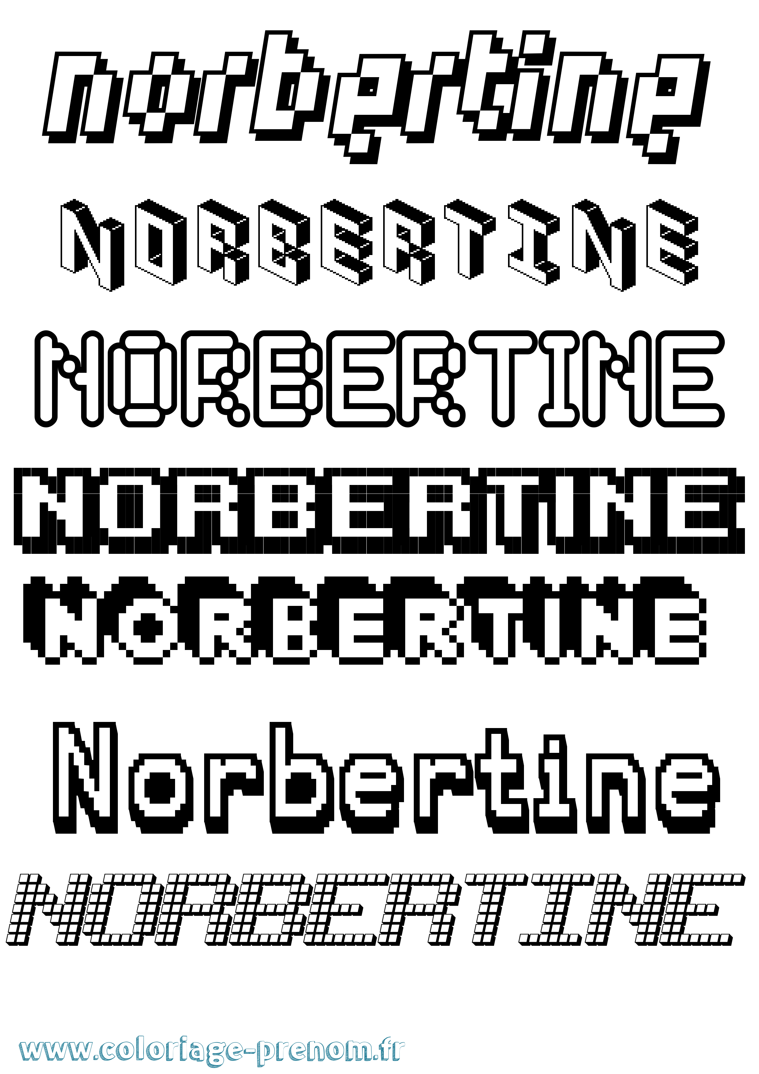 Coloriage Norbertine Pixel Coloriage prénom Norbertine Pixel