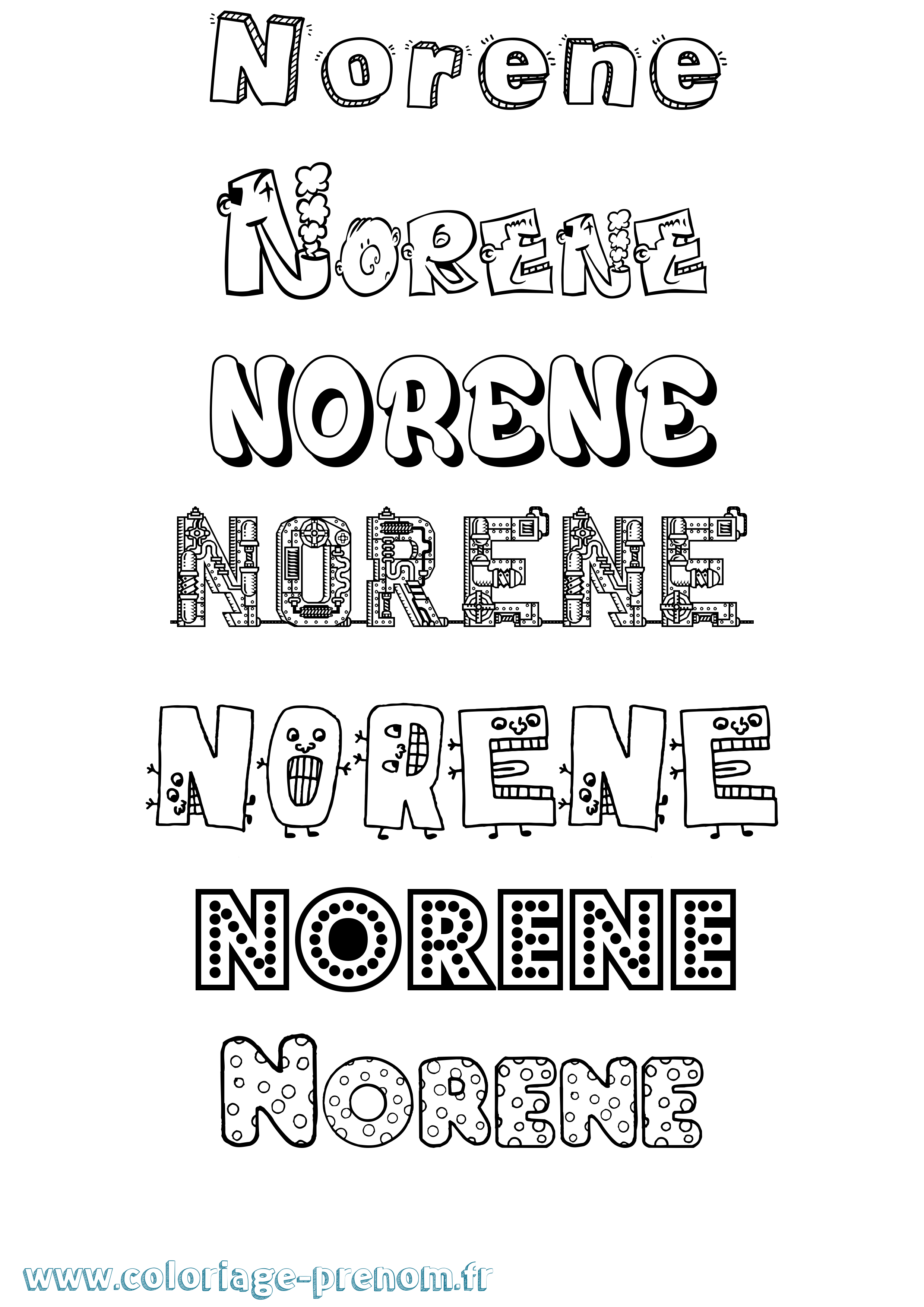 Coloriage prénom Norene Fun