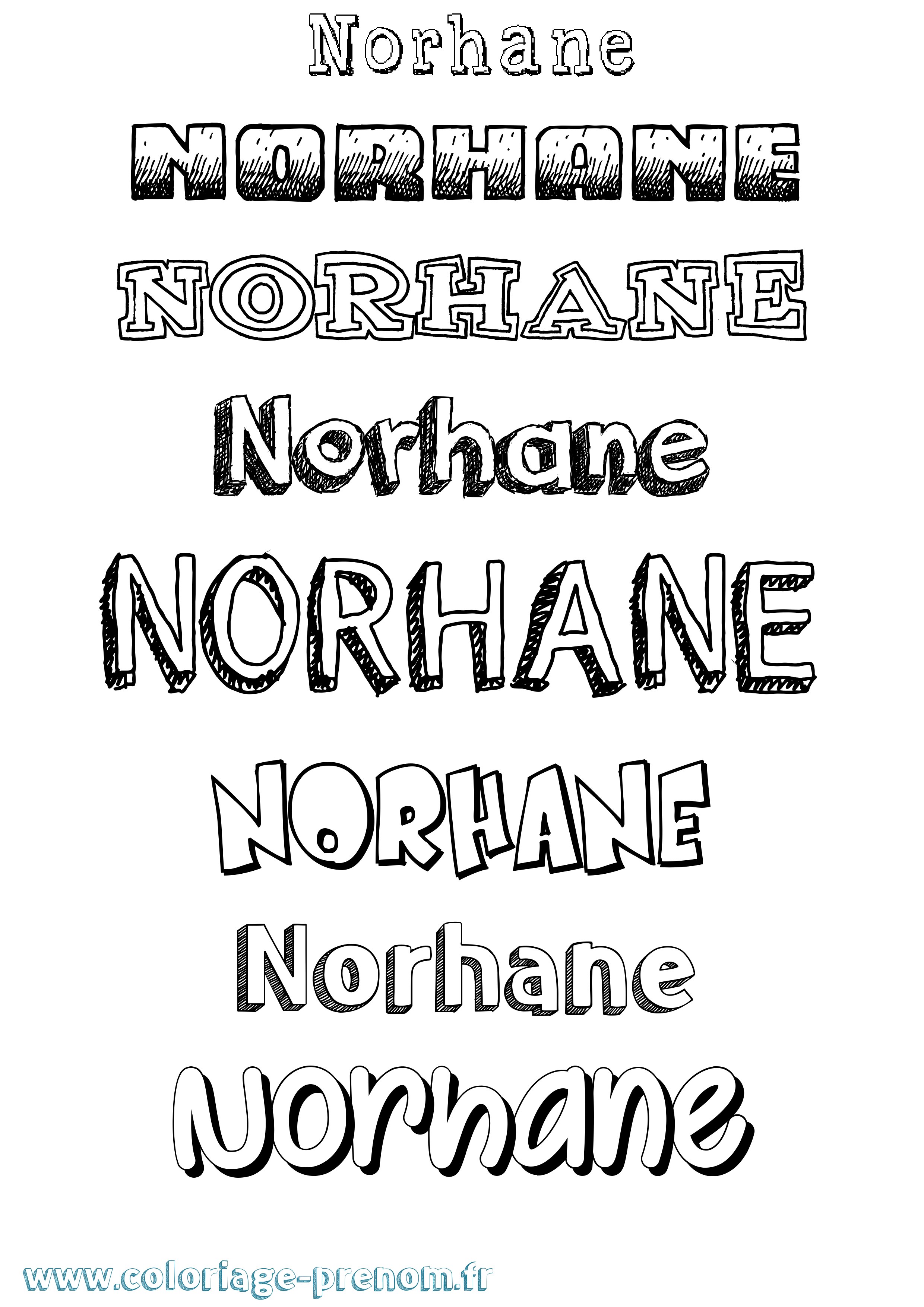 Coloriage Norhane Dessiné Coloriage prénom Norhane Dessiné