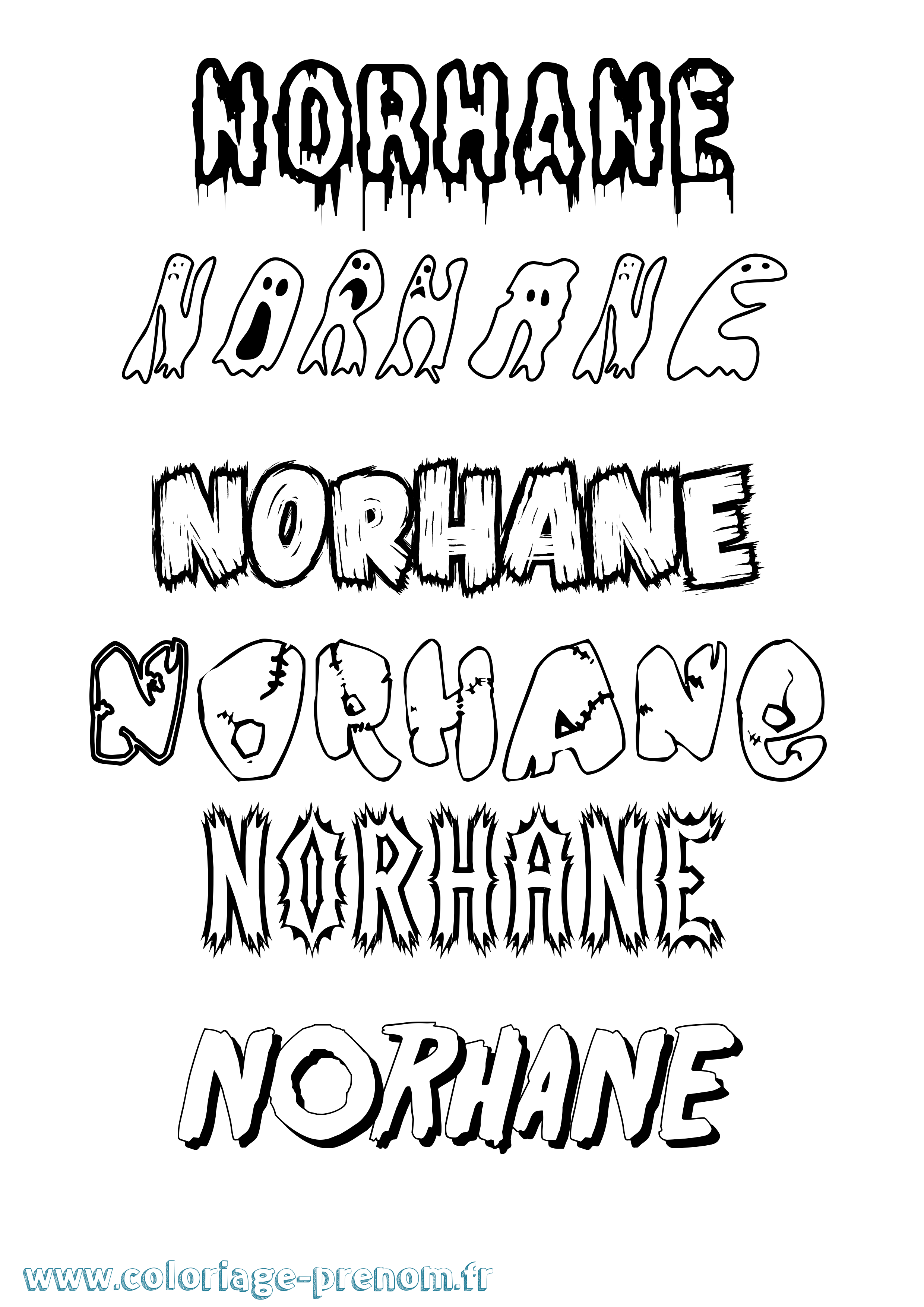 Coloriage prénom Norhane Frisson