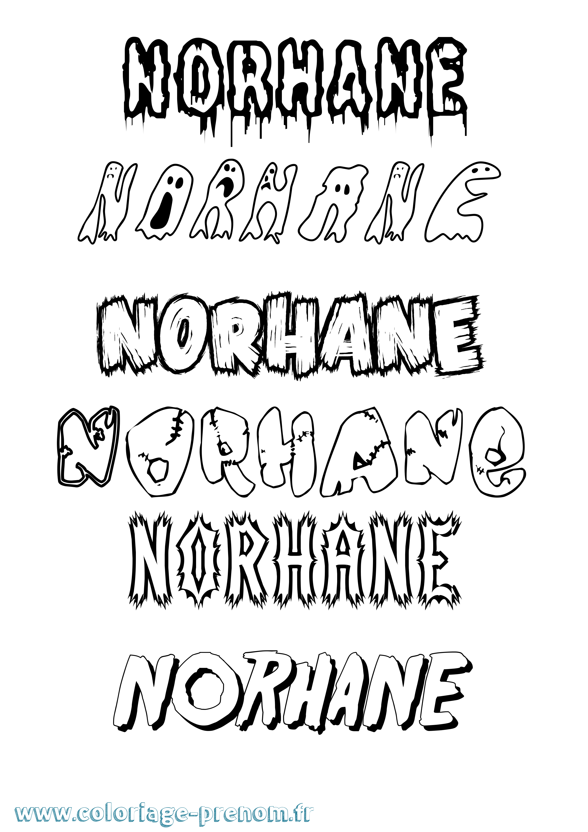 Coloriage Norhane Frisson Coloriage prénom Norhane Frisson