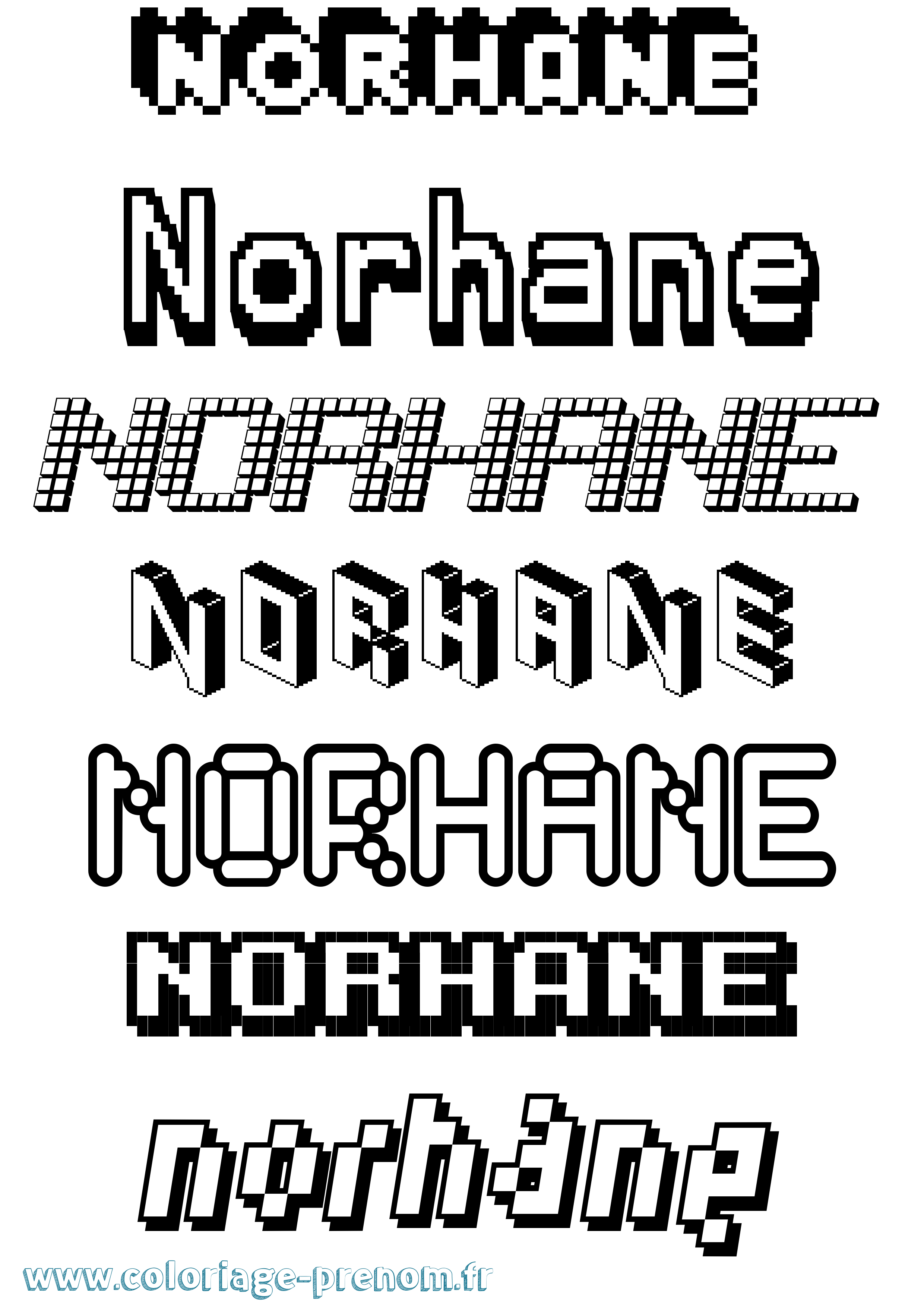 Coloriage Norhane Pixel Coloriage prénom Norhane Pixel