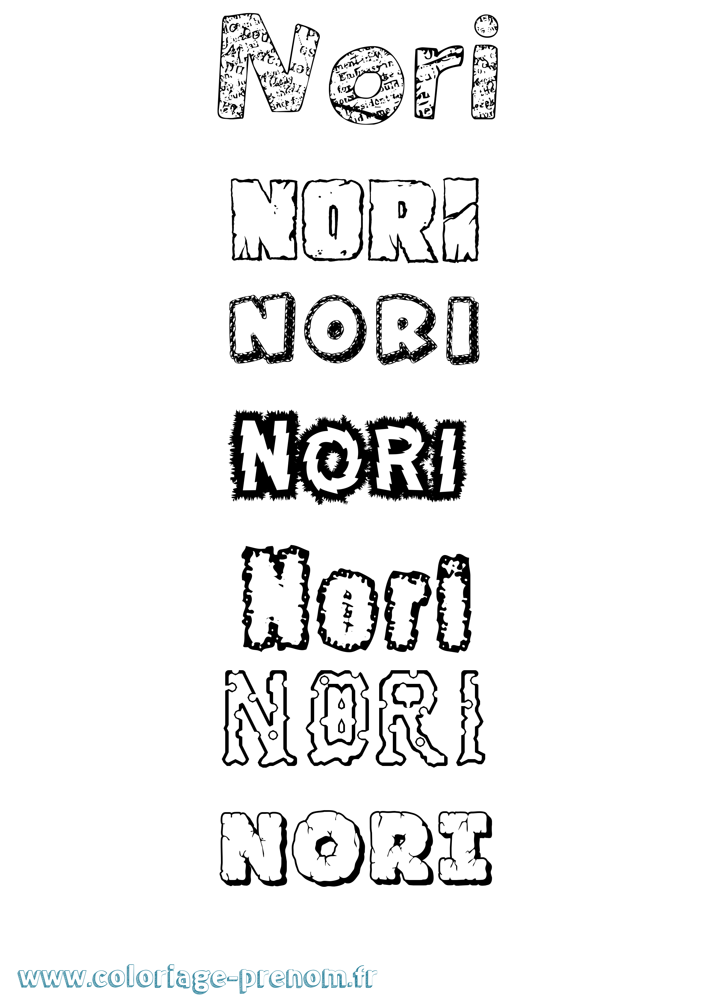 Coloriage prénom Nori Destructuré