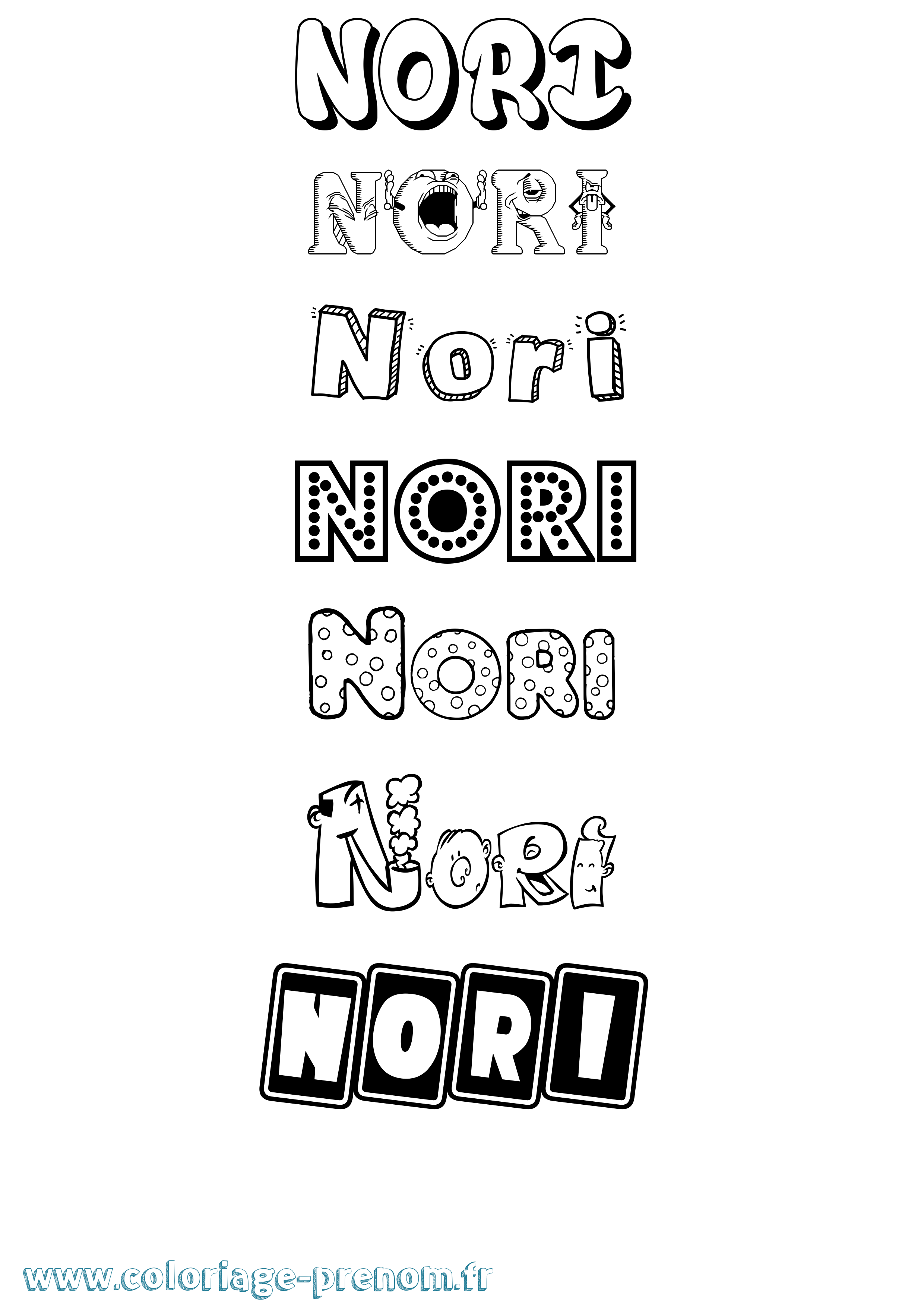 Coloriage prénom Nori Fun