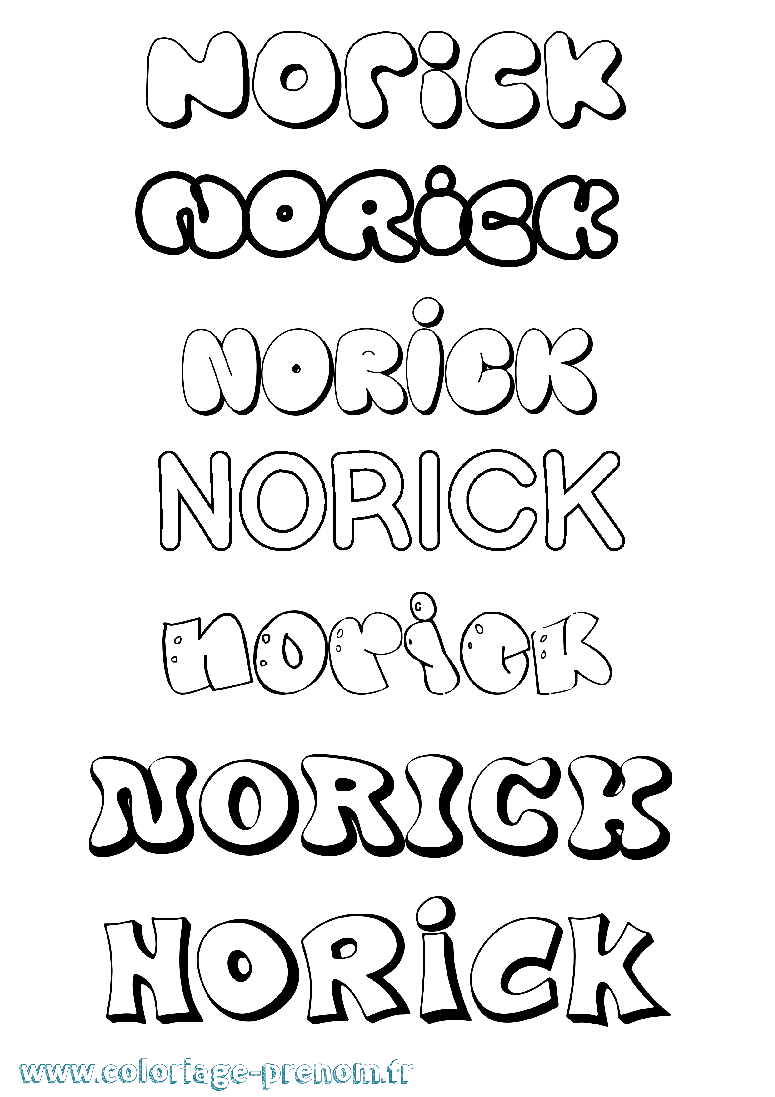 Coloriage prénom Norick Bubble