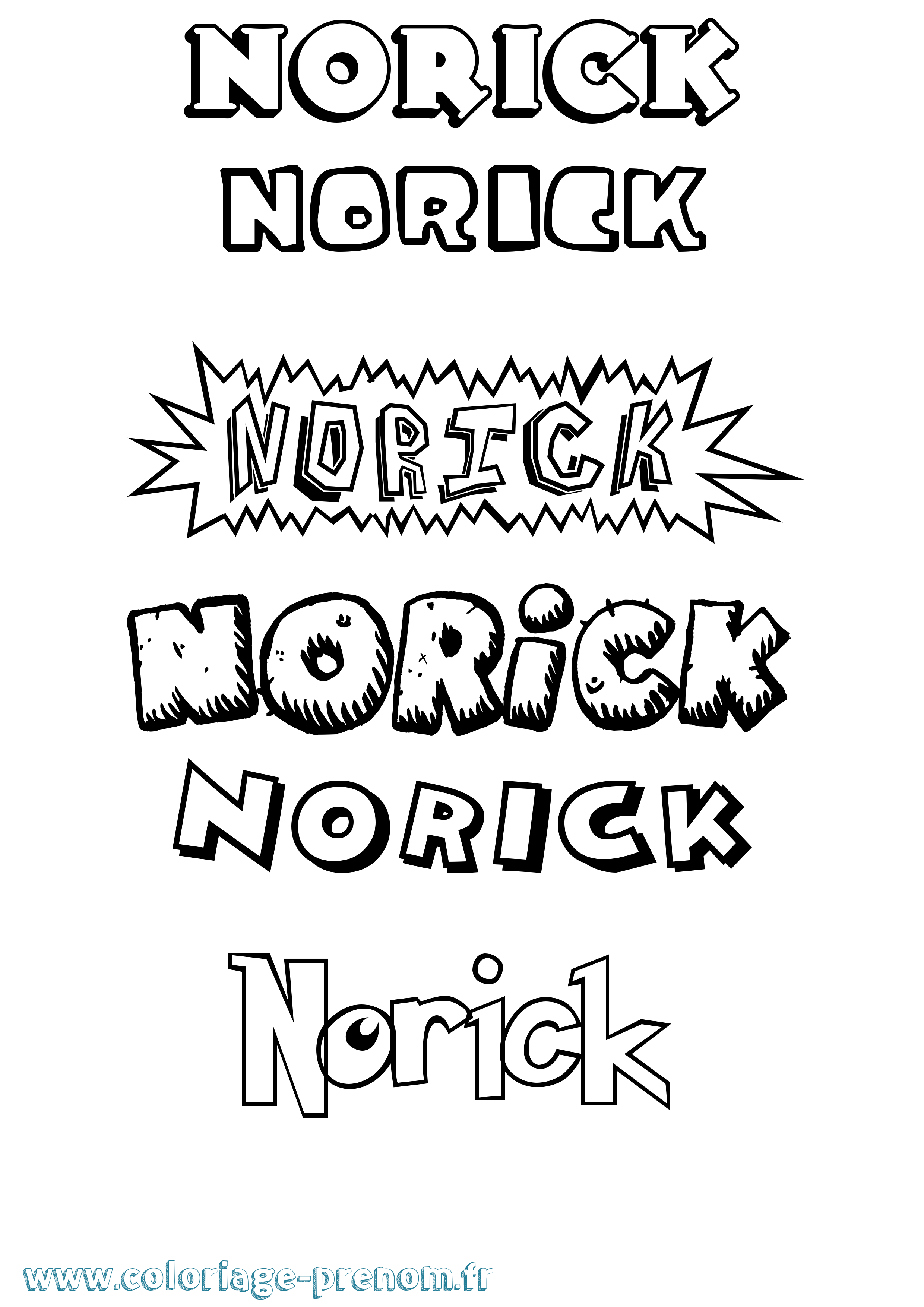 Coloriage prénom Norick Dessin Animé