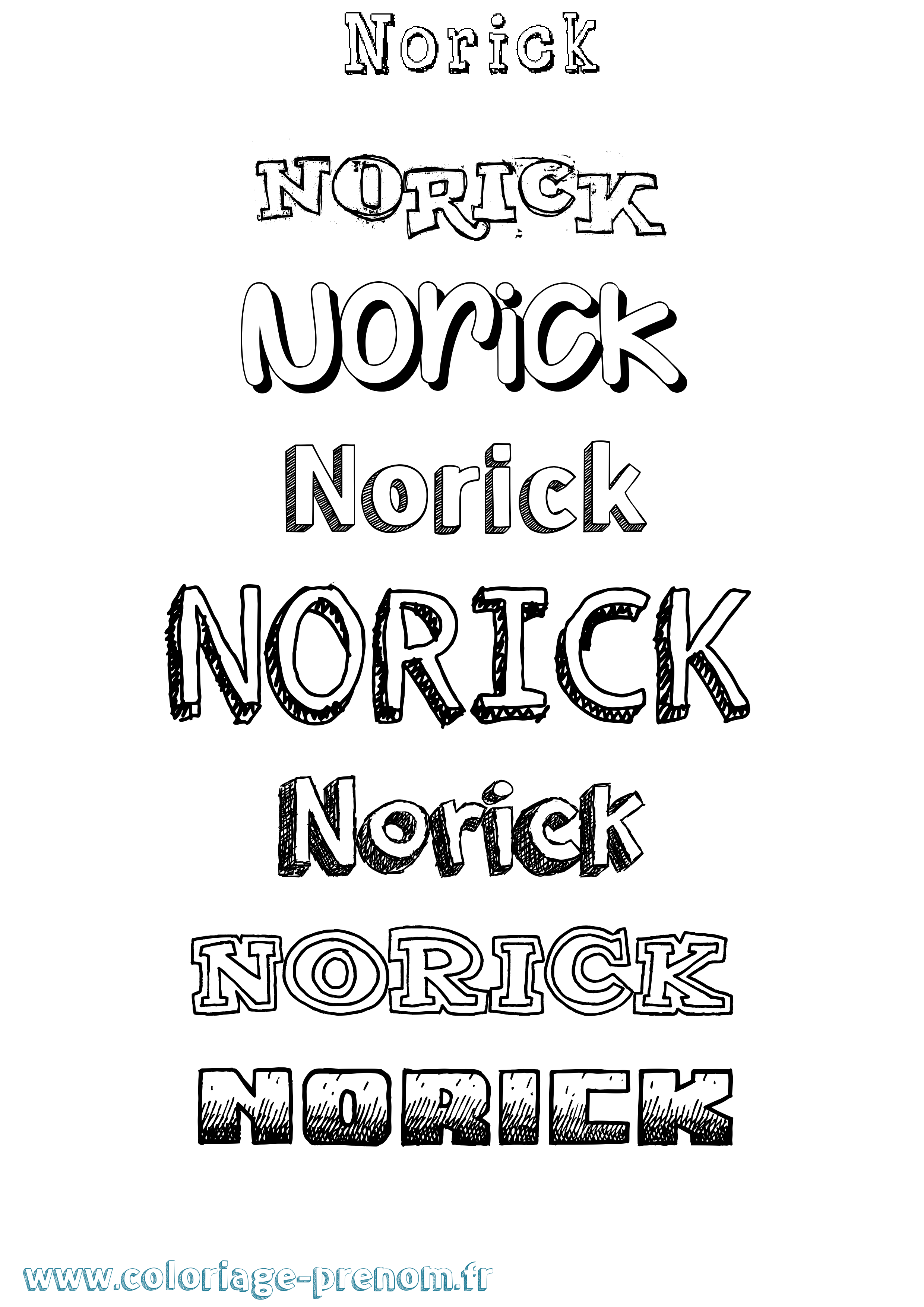 Coloriage prénom Norick Dessiné