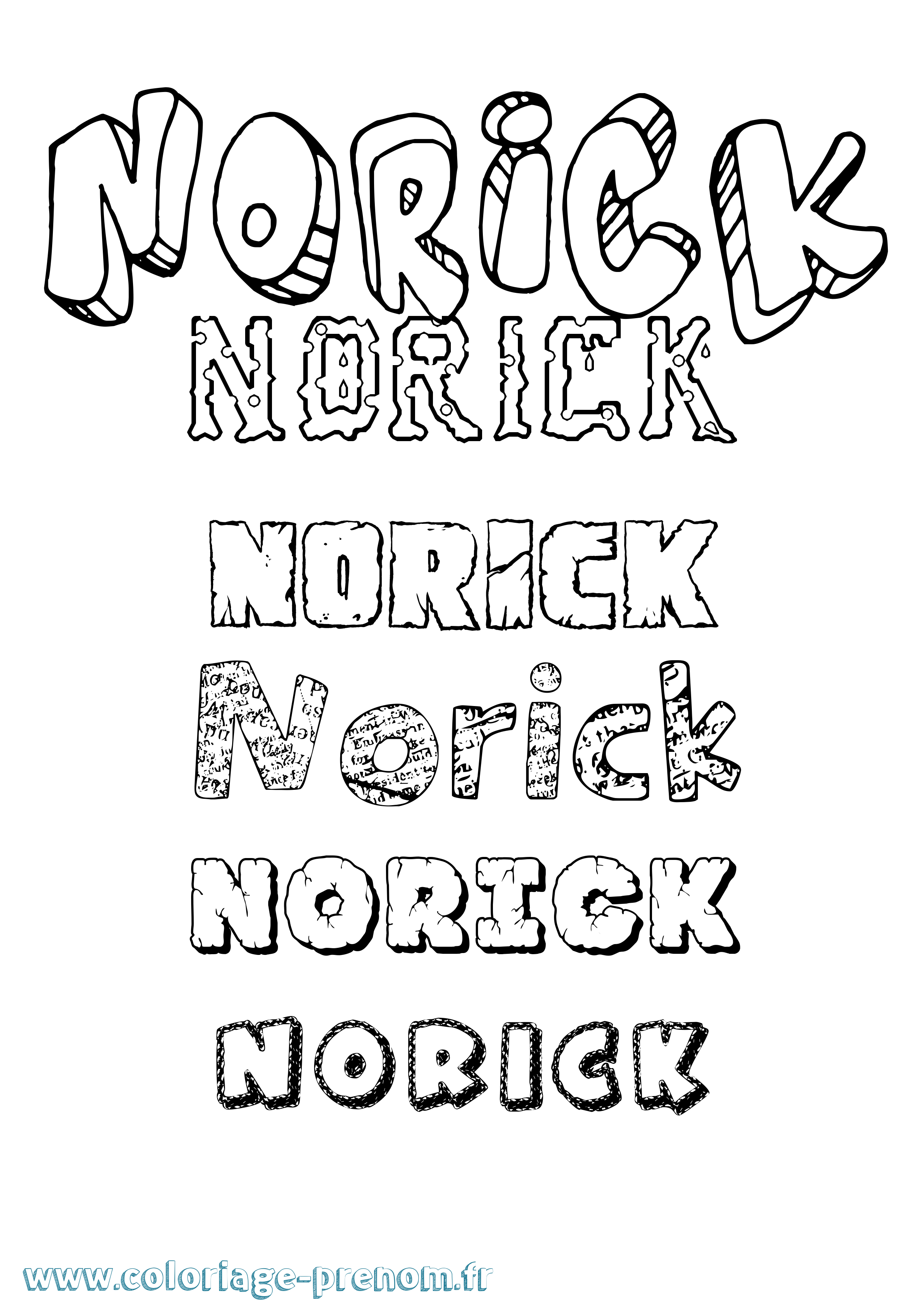 Coloriage prénom Norick Destructuré