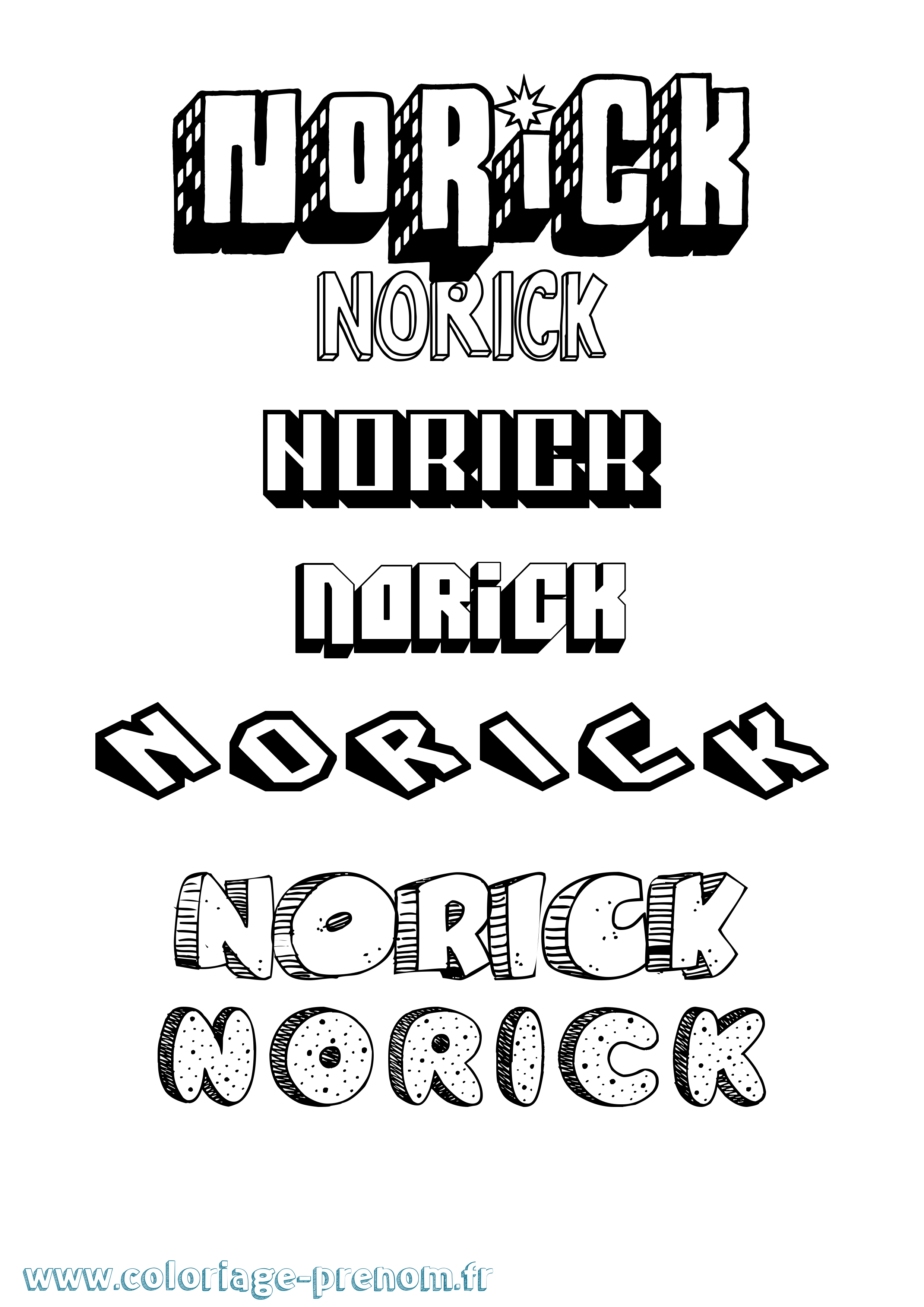 Coloriage prénom Norick Effet 3D