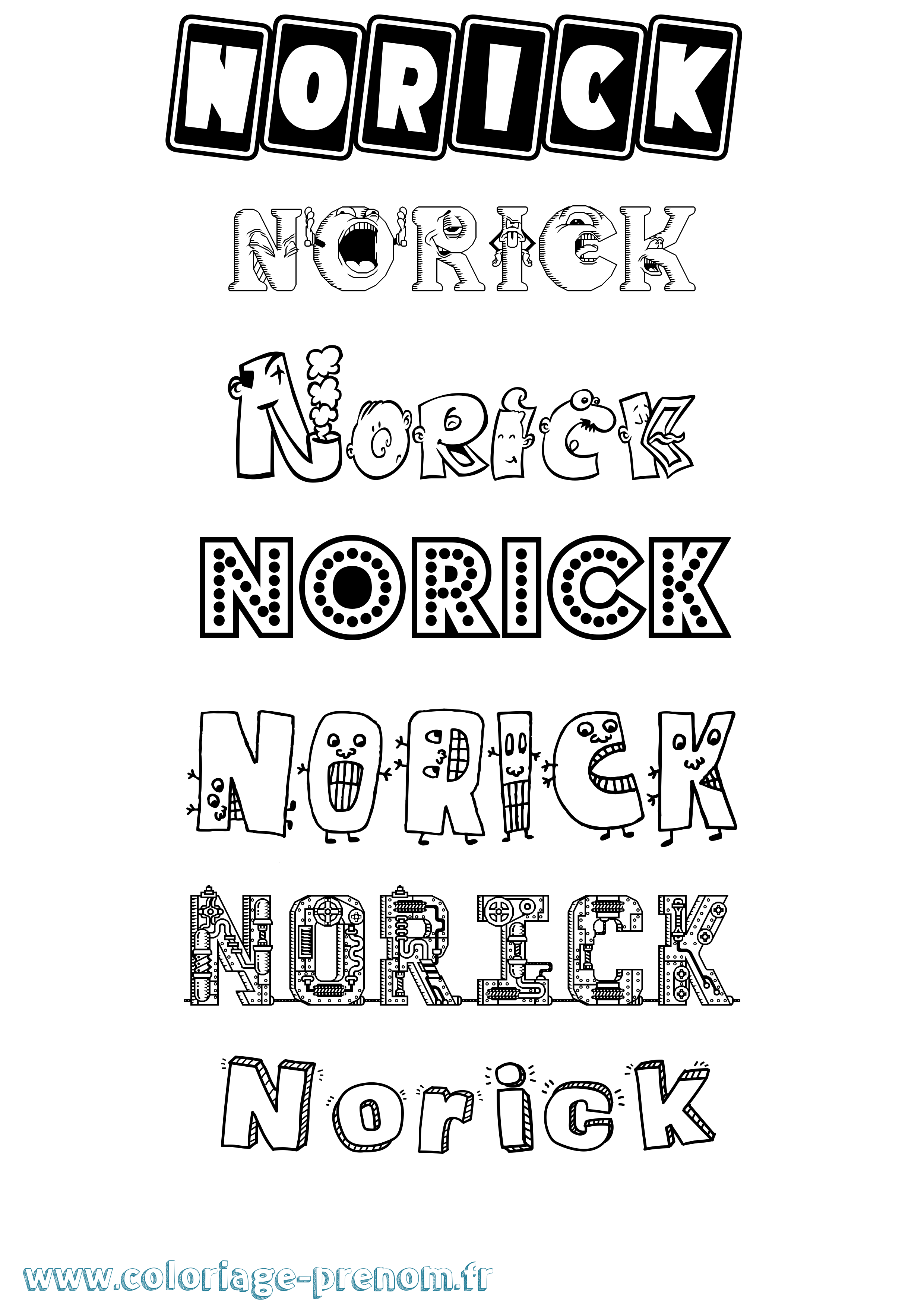 Coloriage prénom Norick Fun