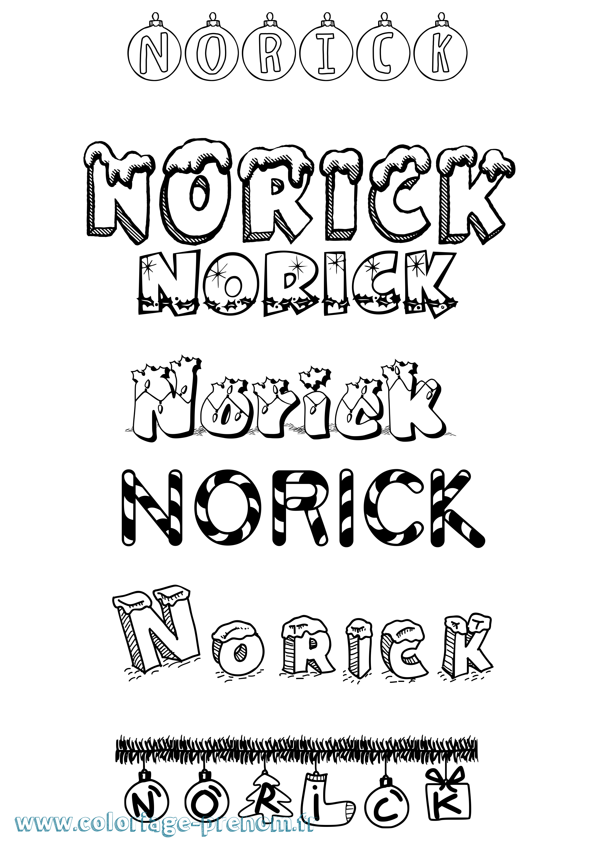 Coloriage Norick Noël Coloriage prénom Norick Noël