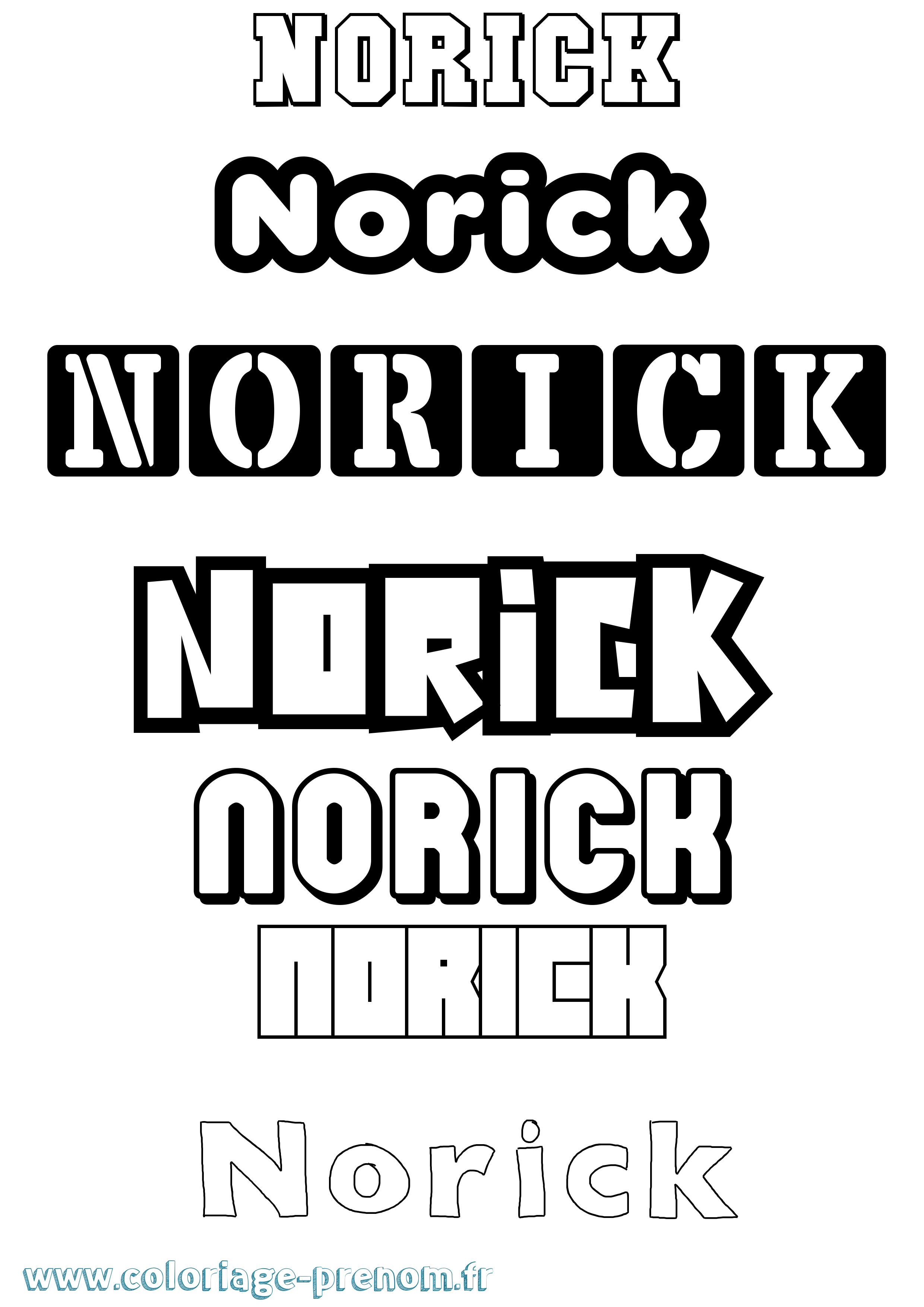 Coloriage prénom Norick Simple