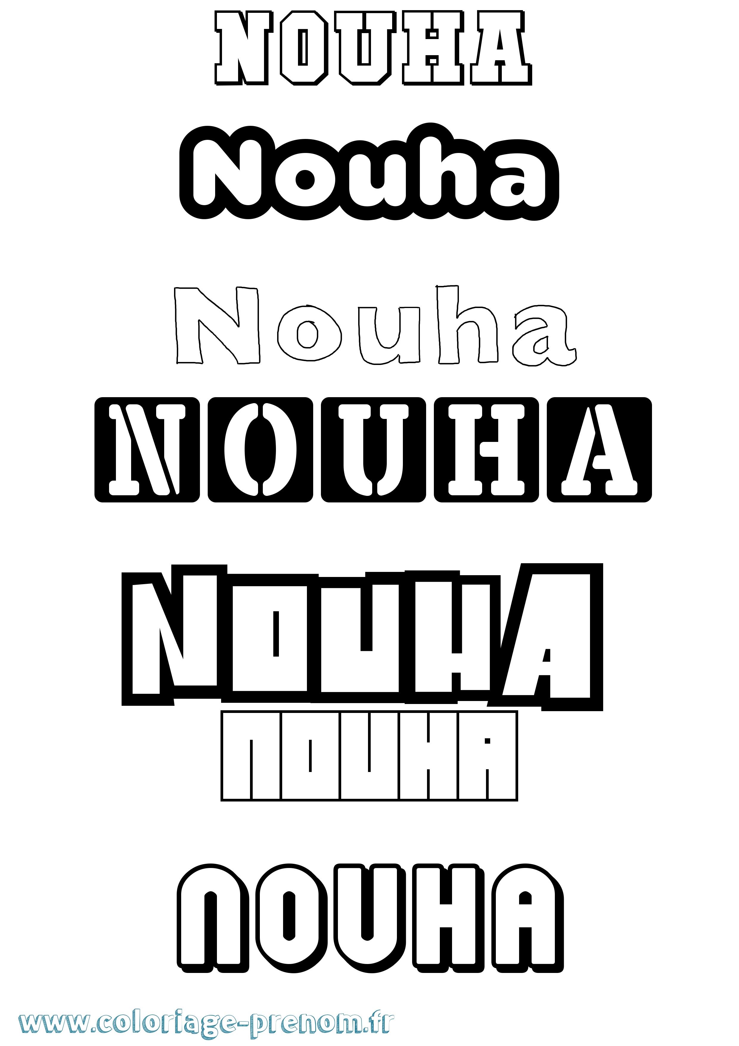 Coloriage prénom Nouha