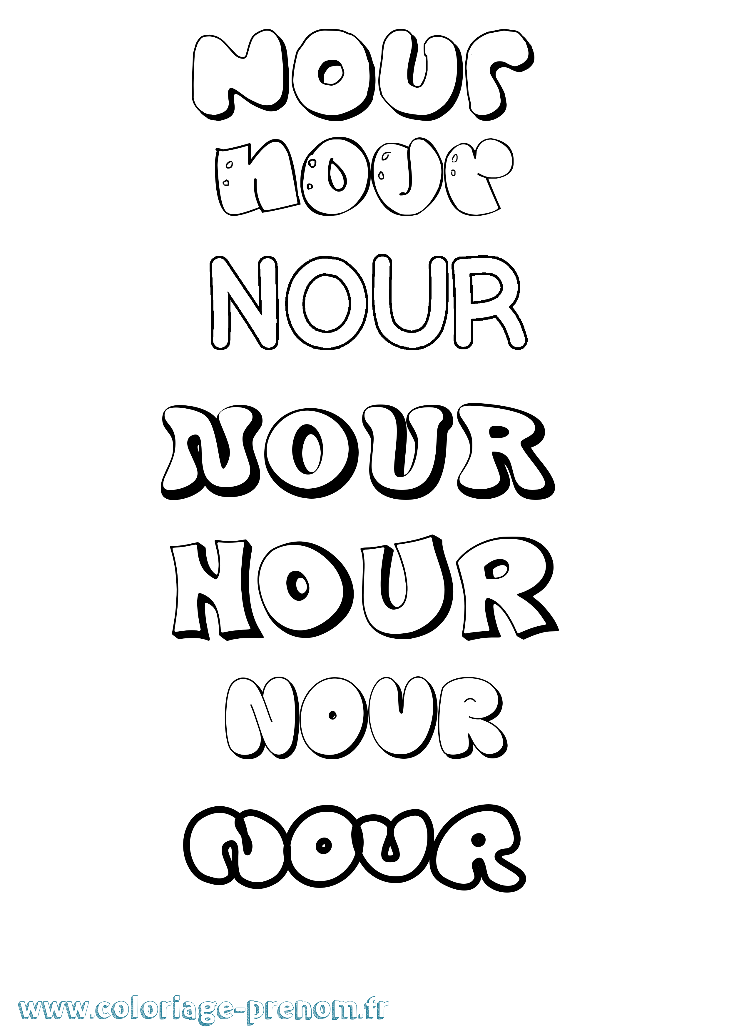 Coloriage Nour Coloriage prénom Nour