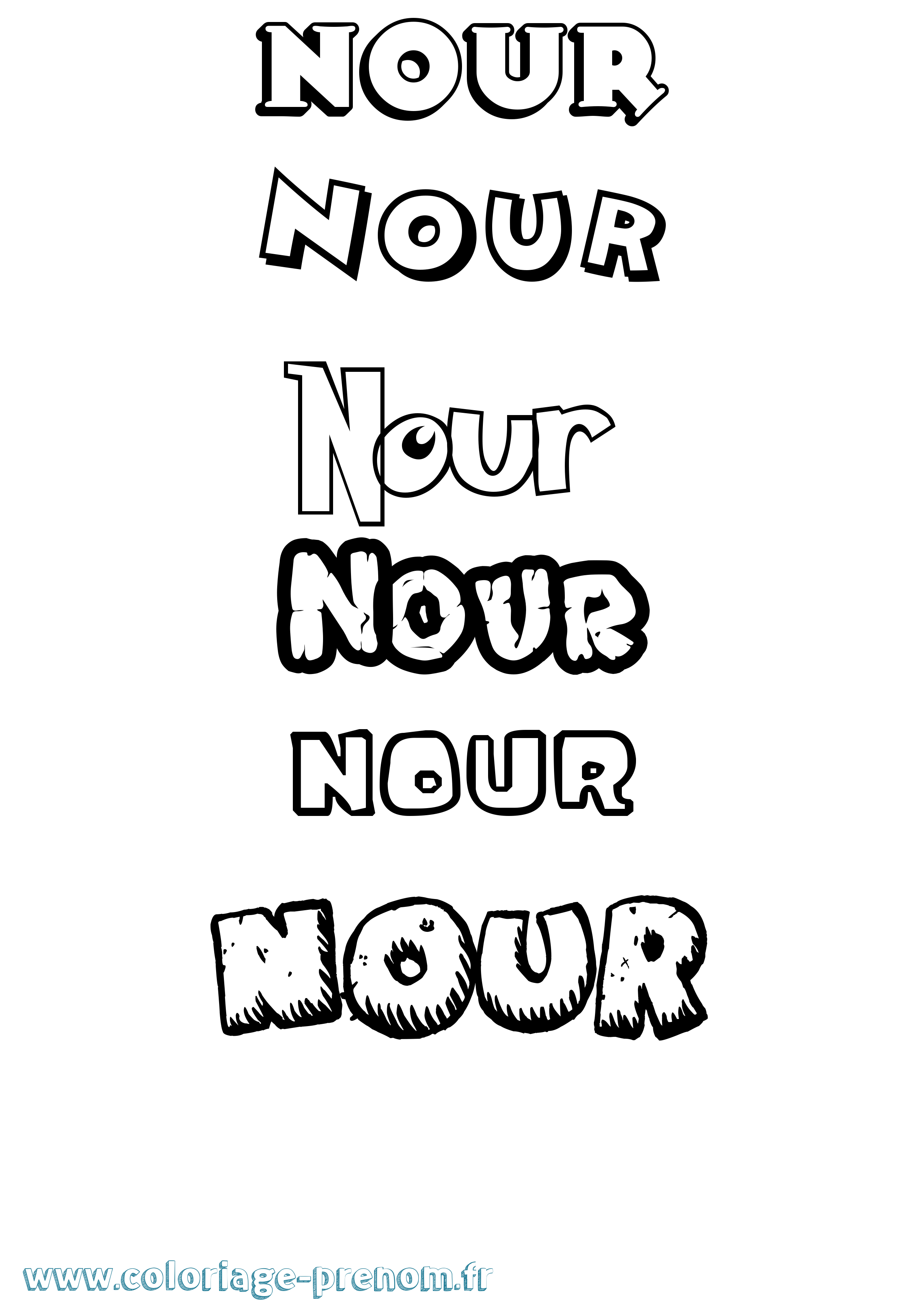 Coloriage Nour Coloriage prénom Nour