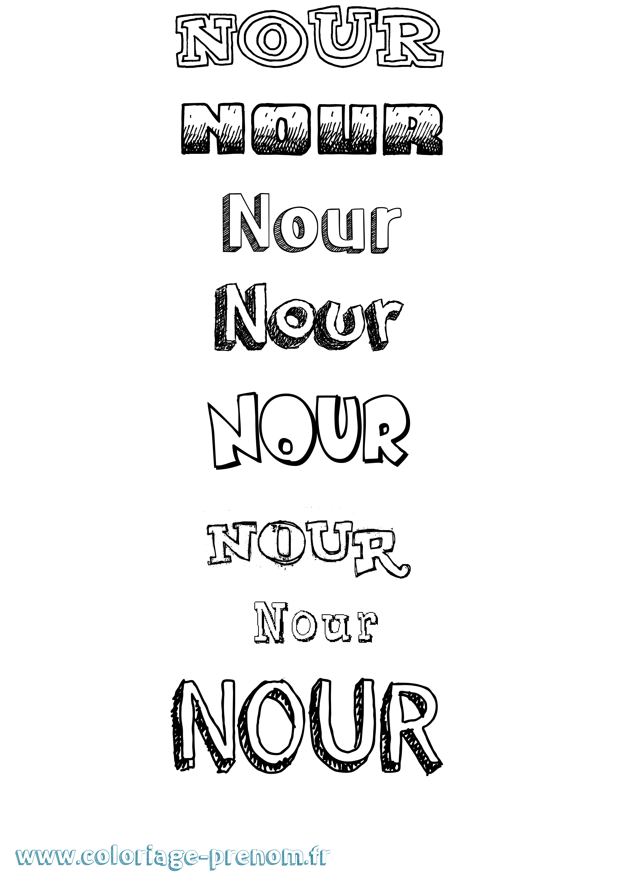 Coloriage Nour Coloriage prénom Nour