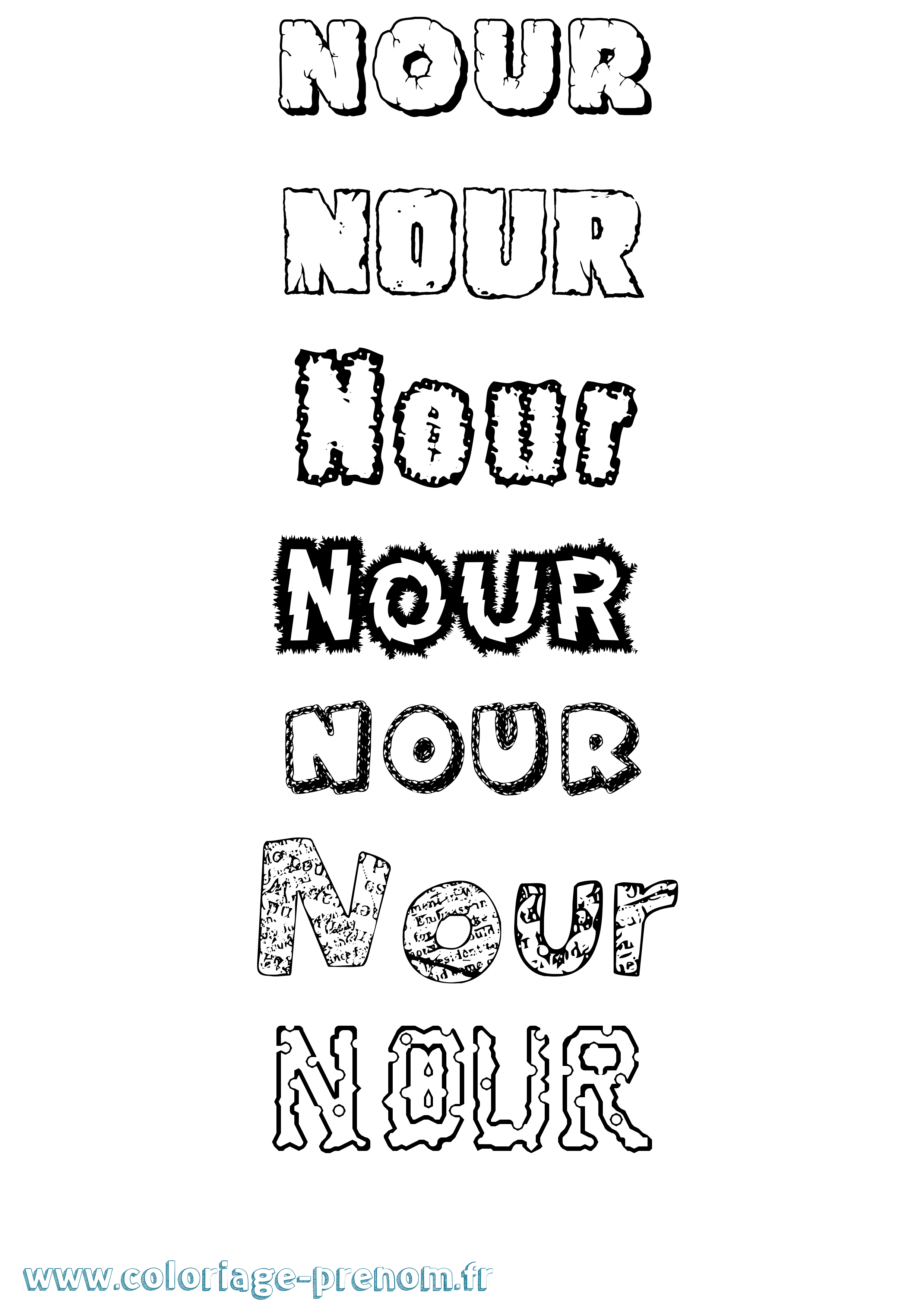 Coloriage Nour Coloriage prénom Nour
