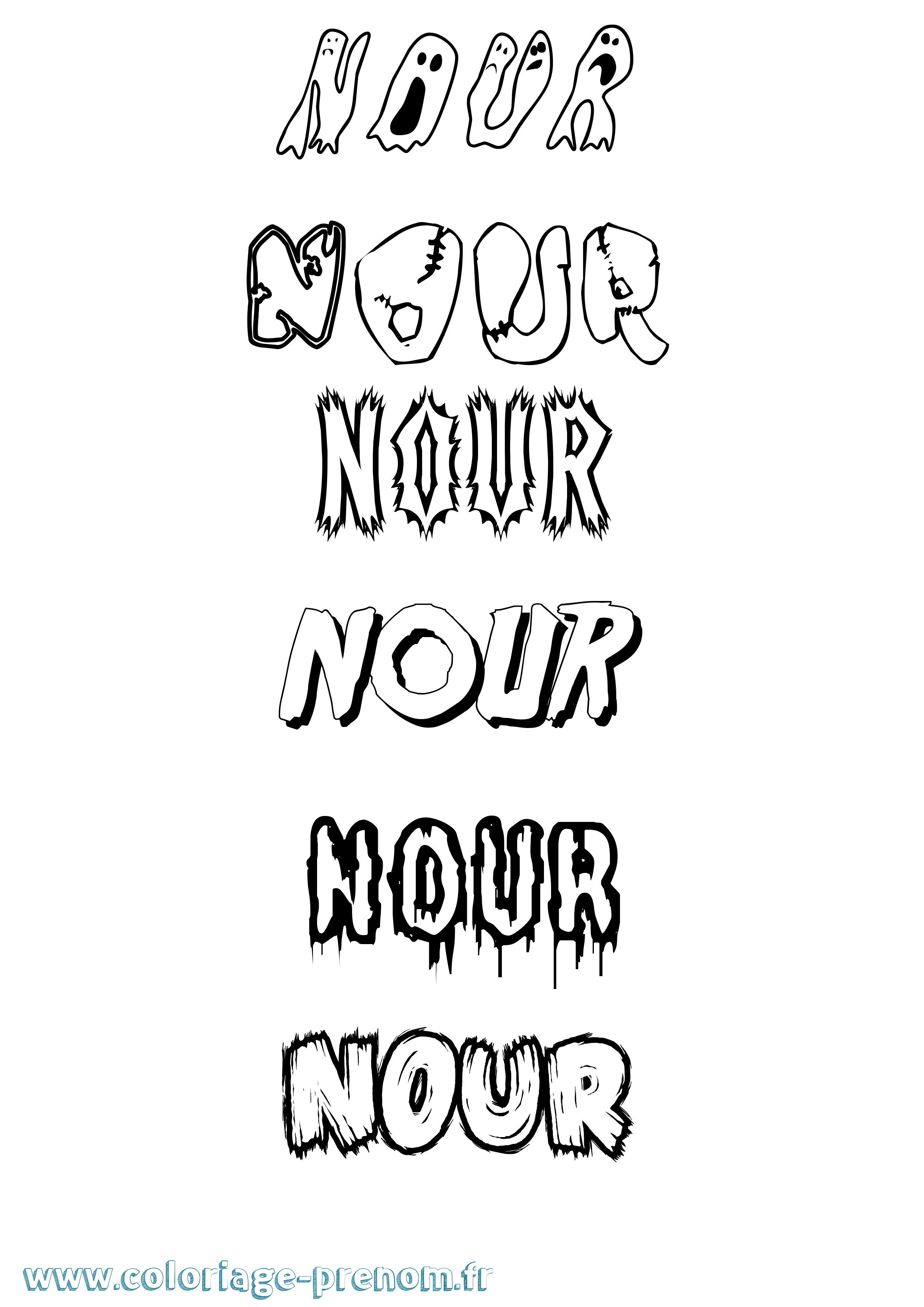Coloriage Nour Coloriage prénom Nour
