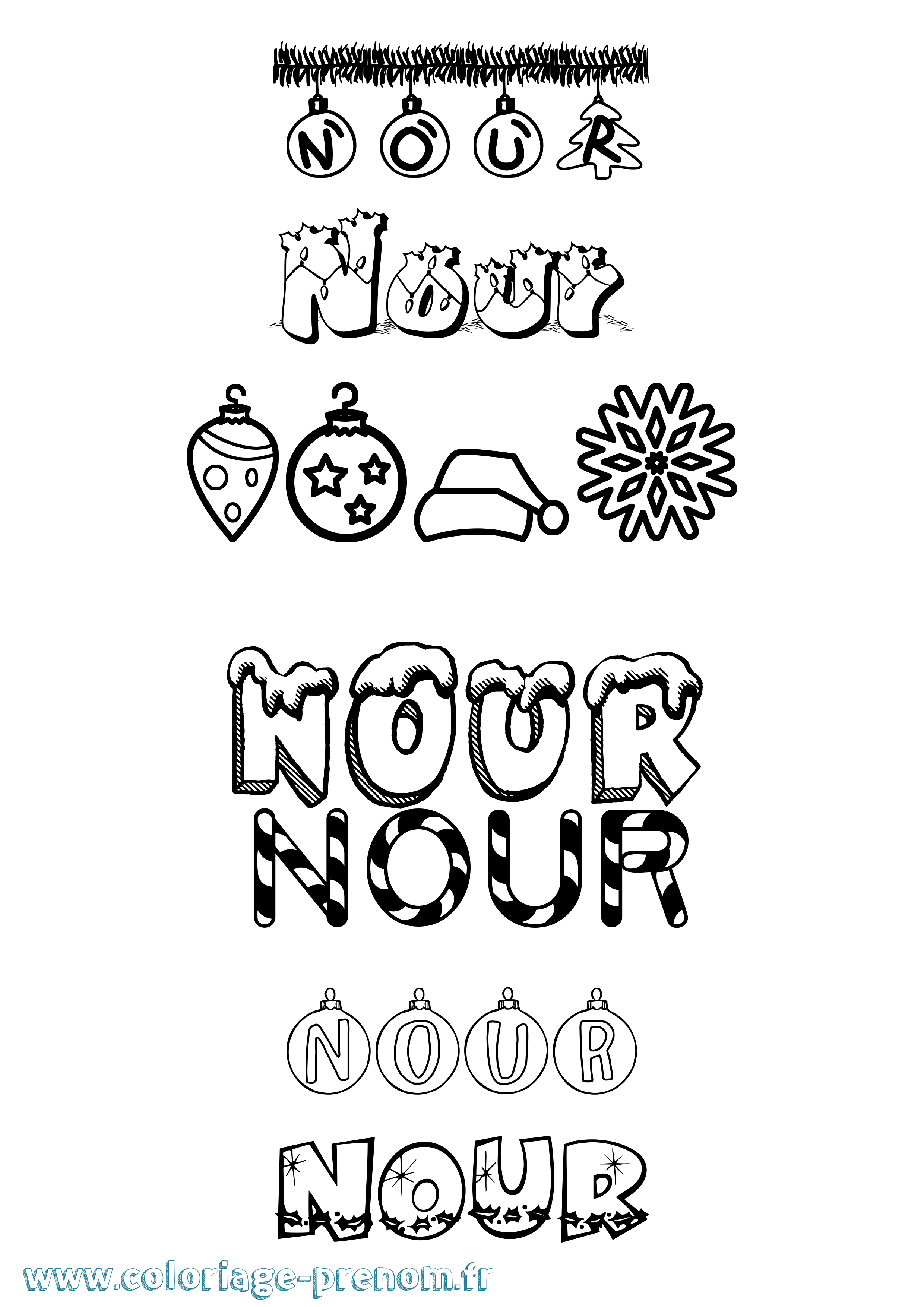 Coloriage prénom Nour