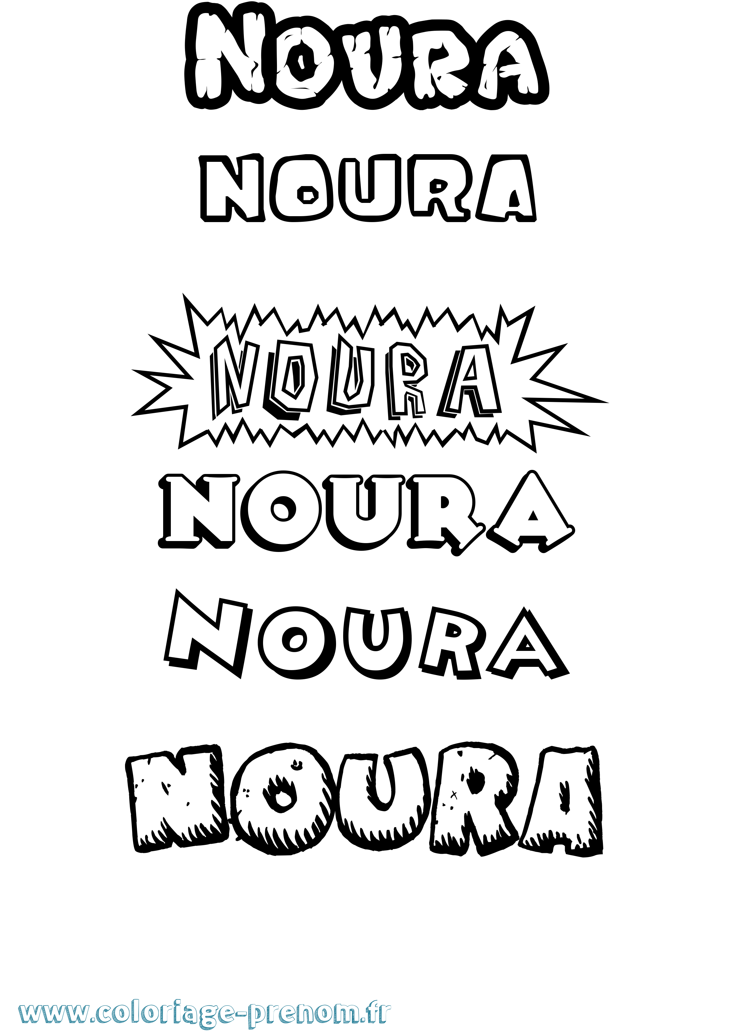 Coloriage prénom Noura Dessin Animé