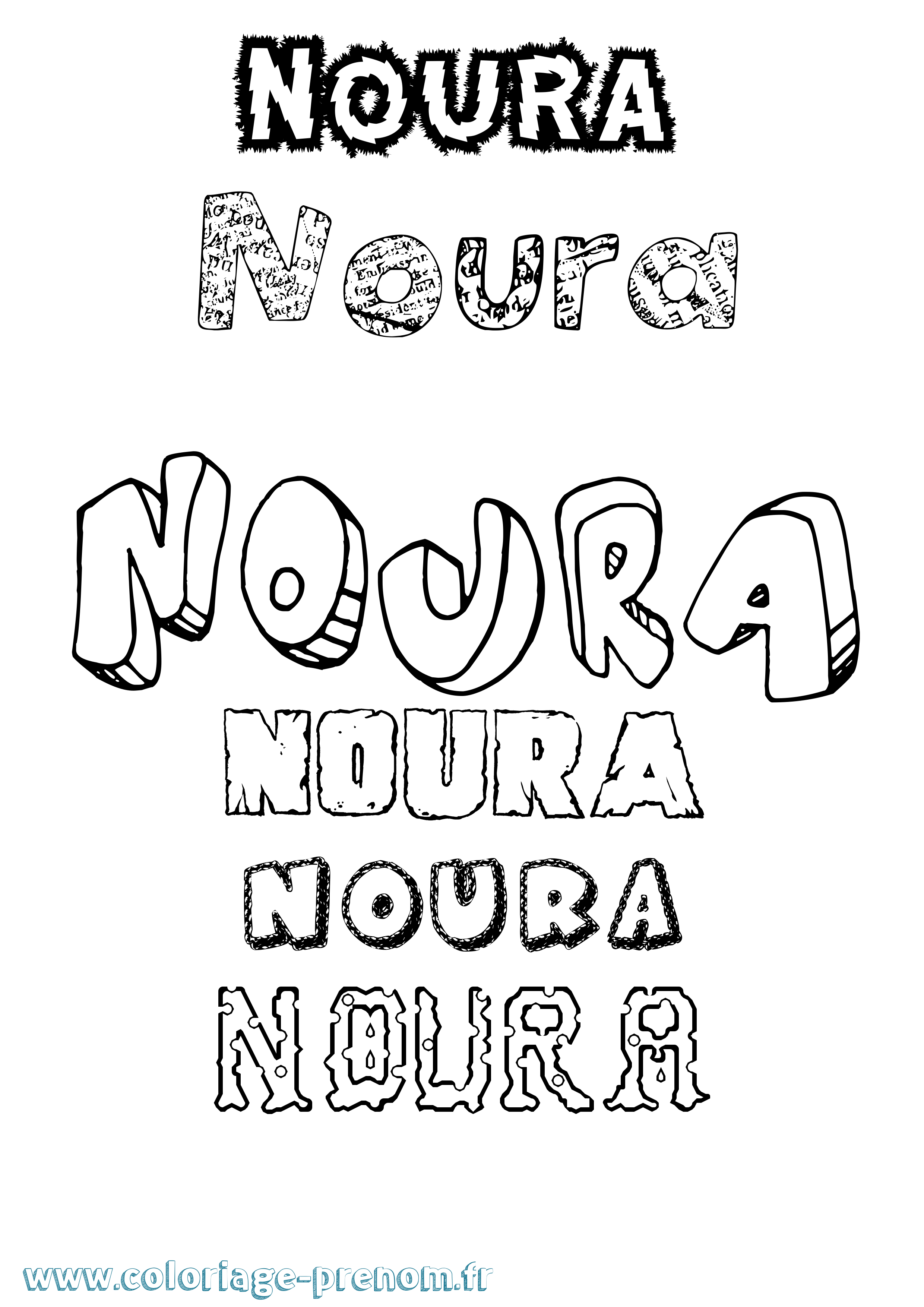 Coloriage Noura Coloriage prénom Noura