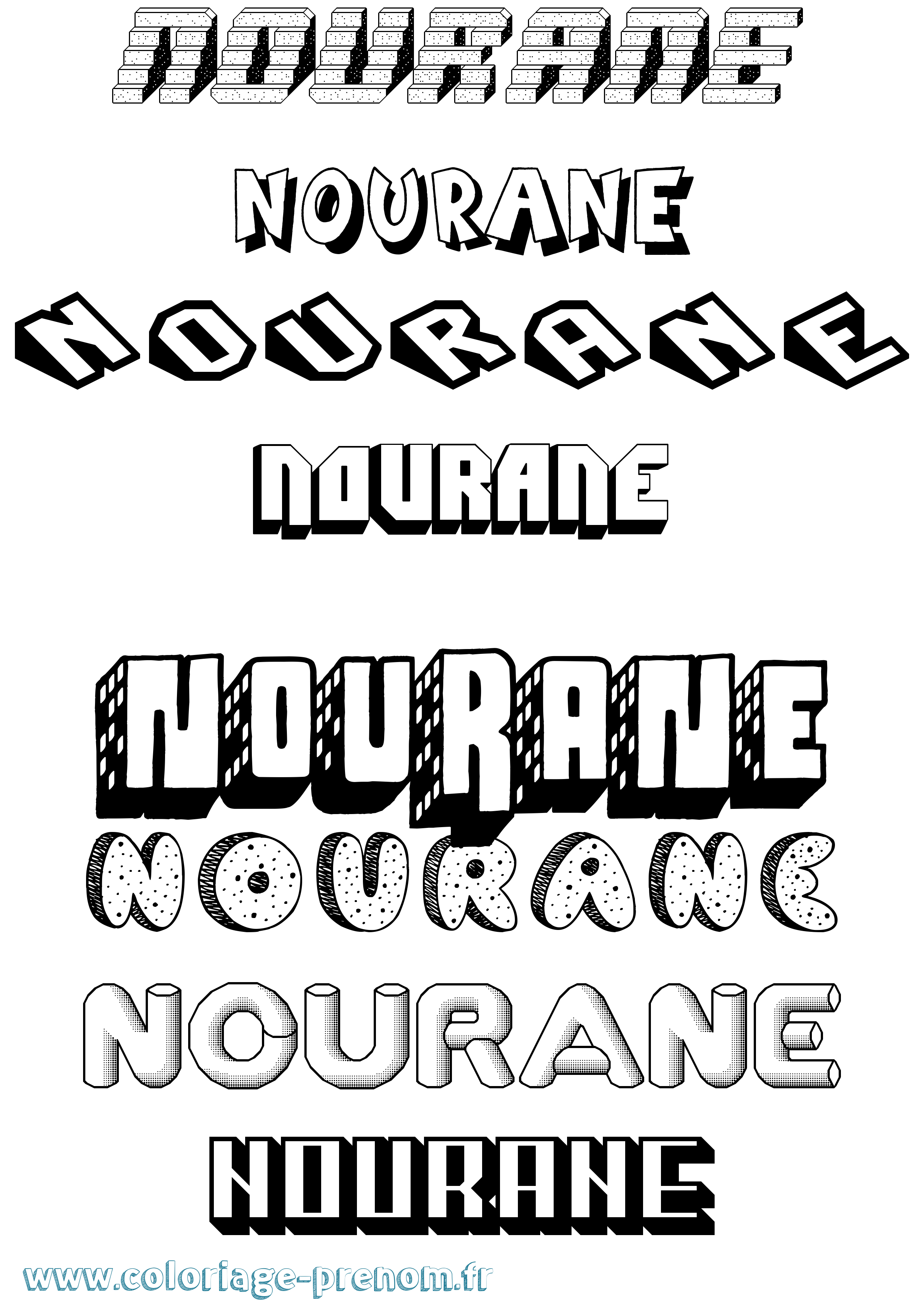 Coloriage prénom Nourane
