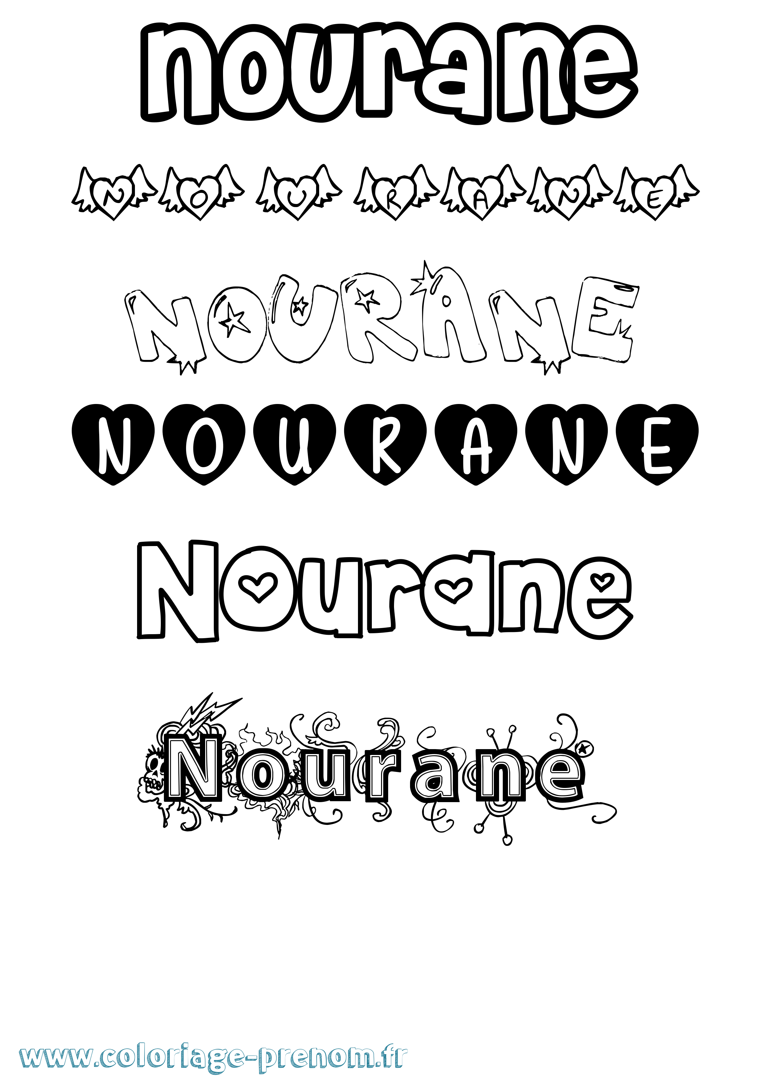 Coloriage prénom Nourane