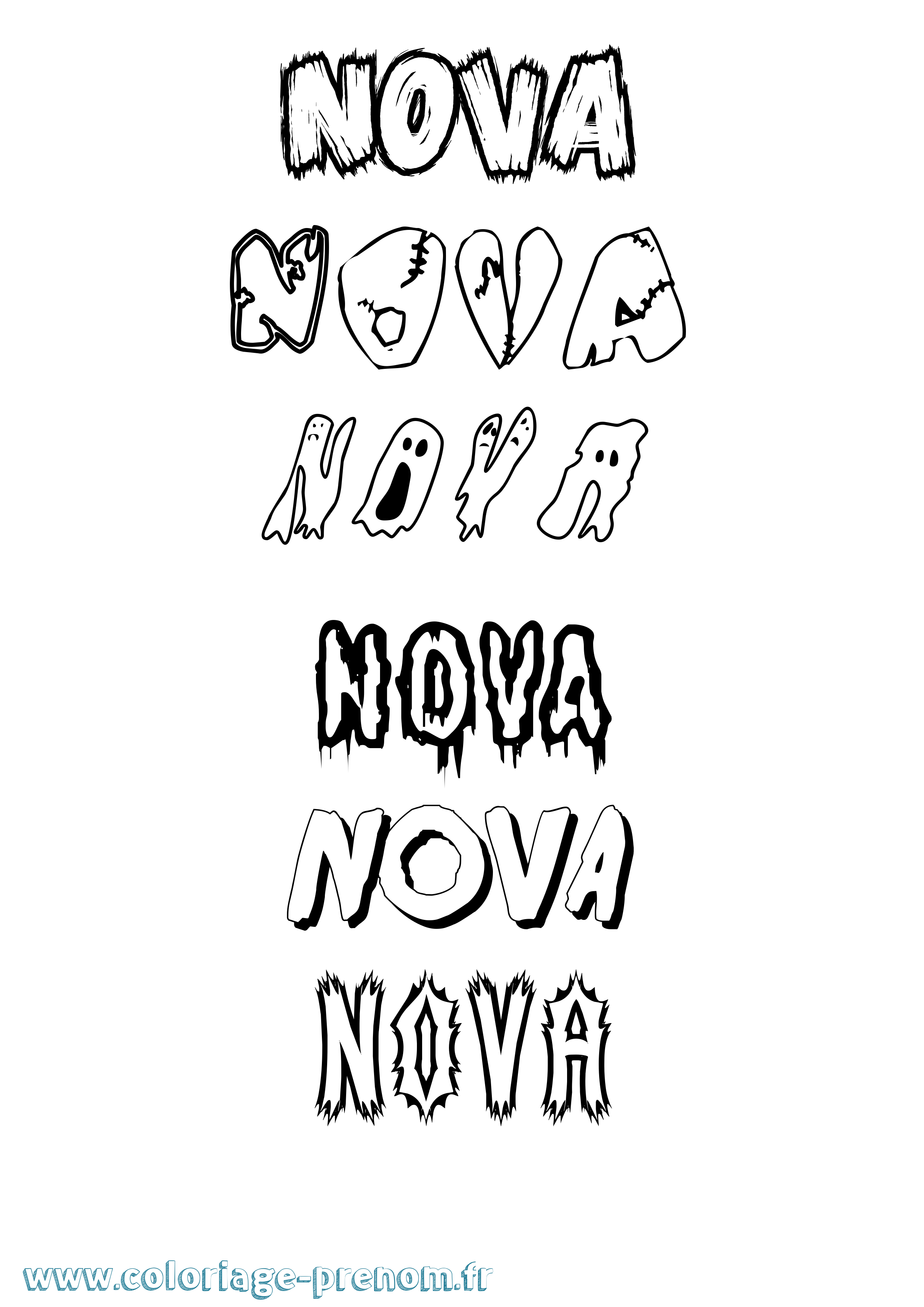 Coloriage prénom Nova Frisson
