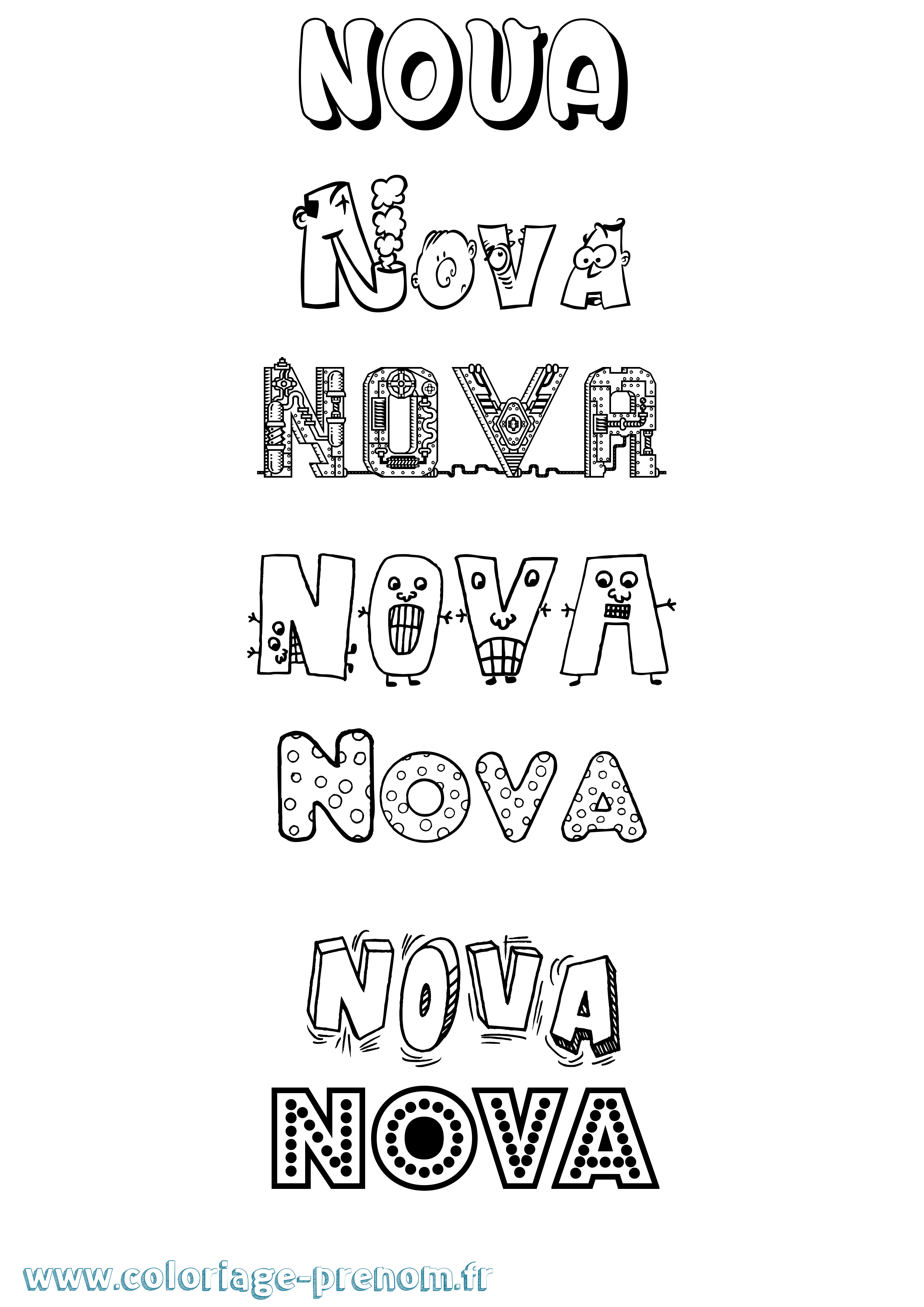 Coloriage prénom Nova Fun