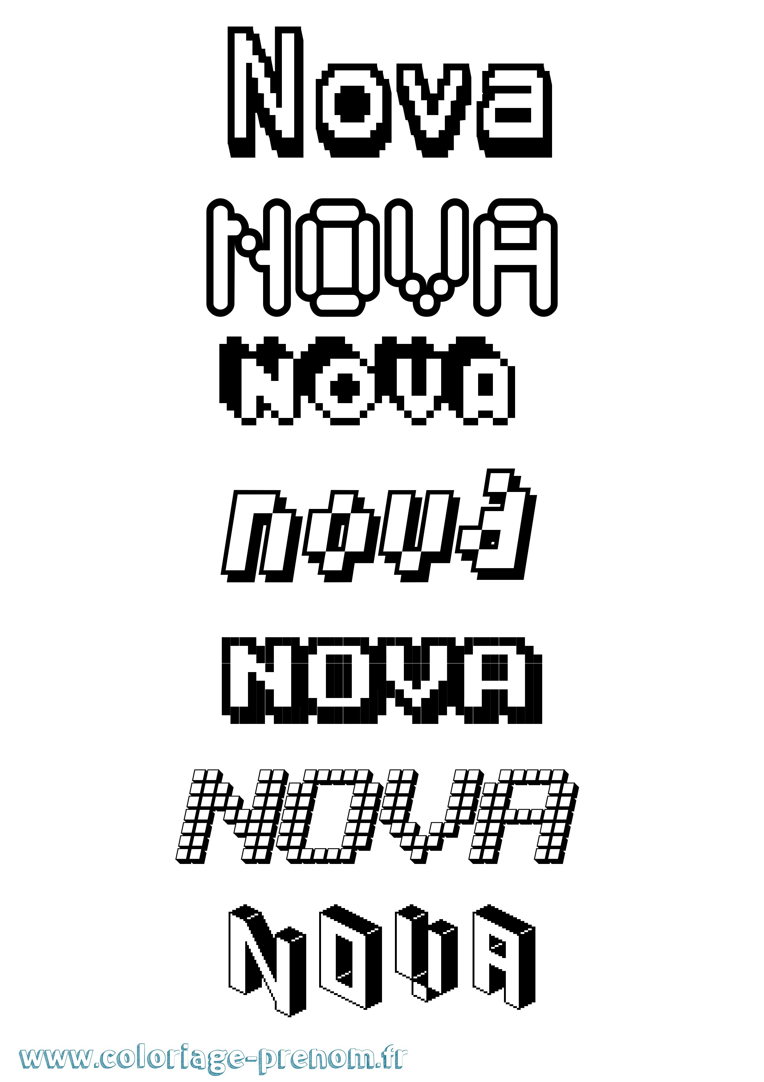 Coloriage prénom Nova Pixel
