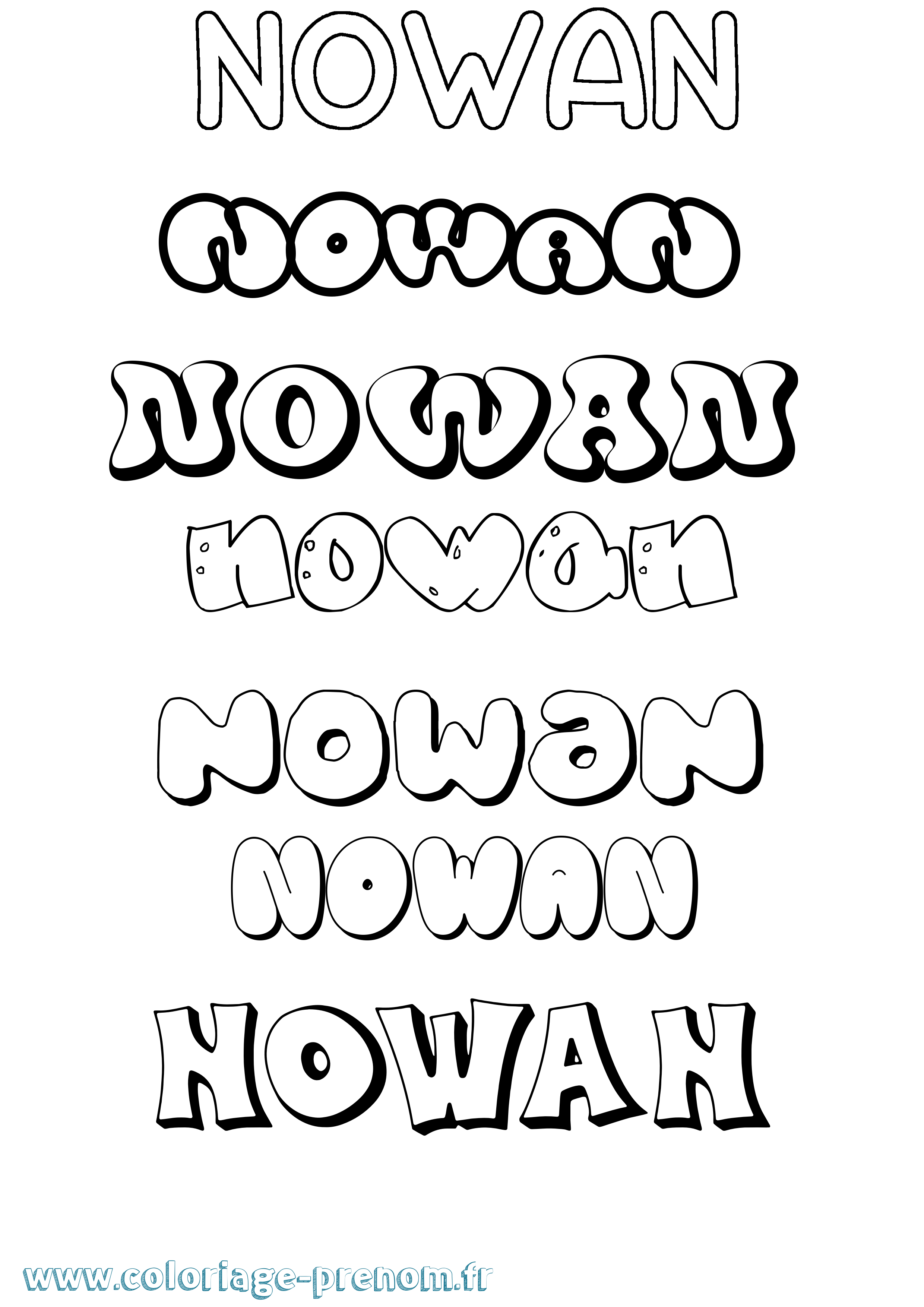 Coloriage Nowan Bubble Coloriage prénom Nowan Bubble
