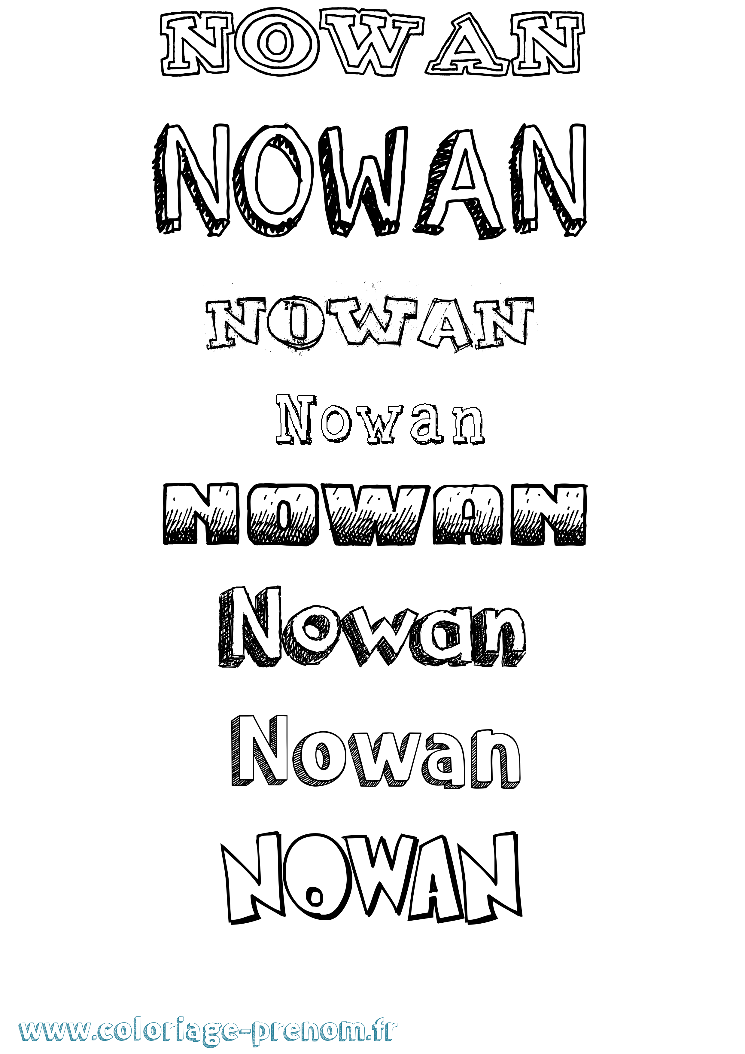 Coloriage prénom Nowan Dessiné