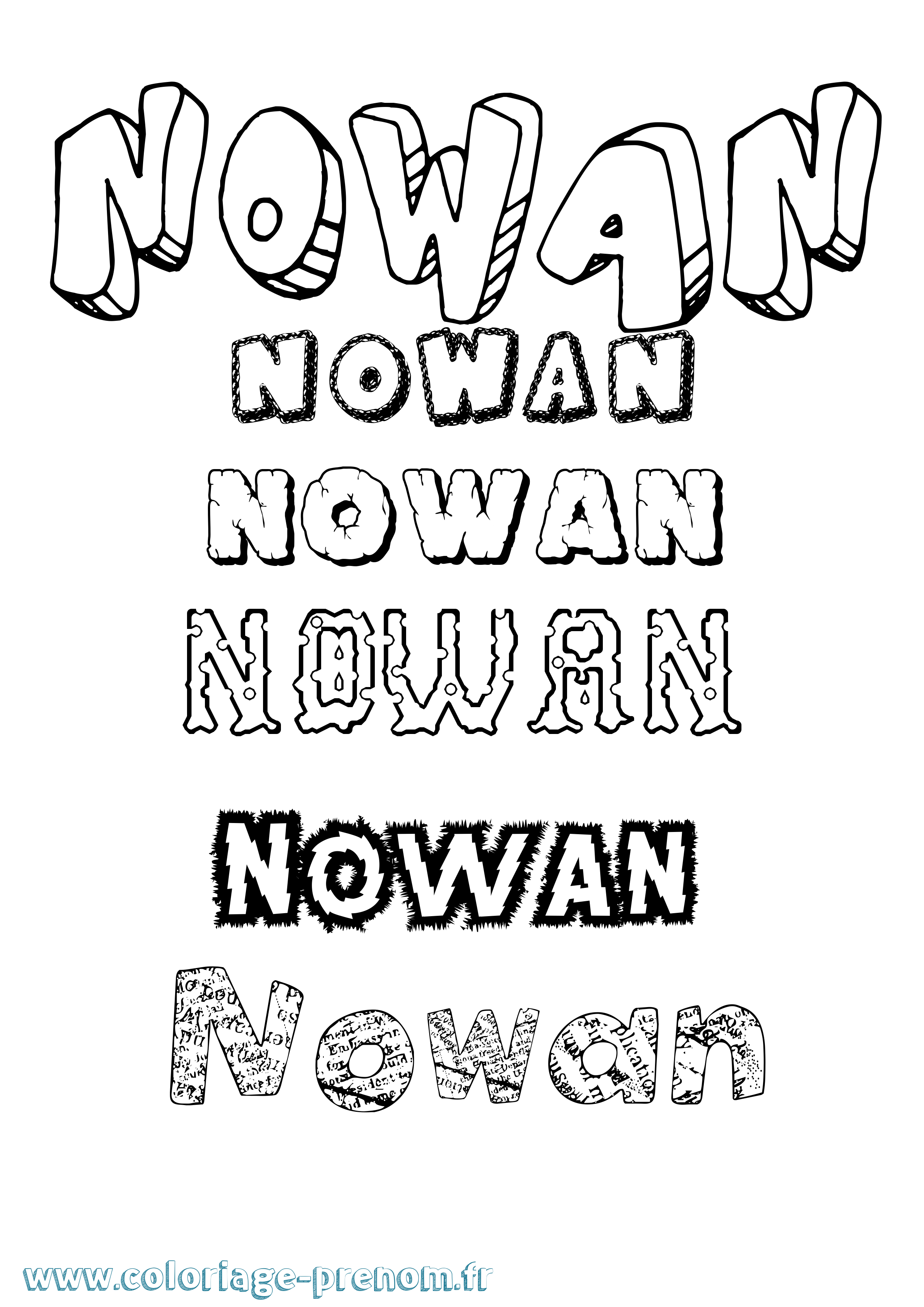 Coloriage Nowan Destructuré Coloriage prénom Nowan Destructuré