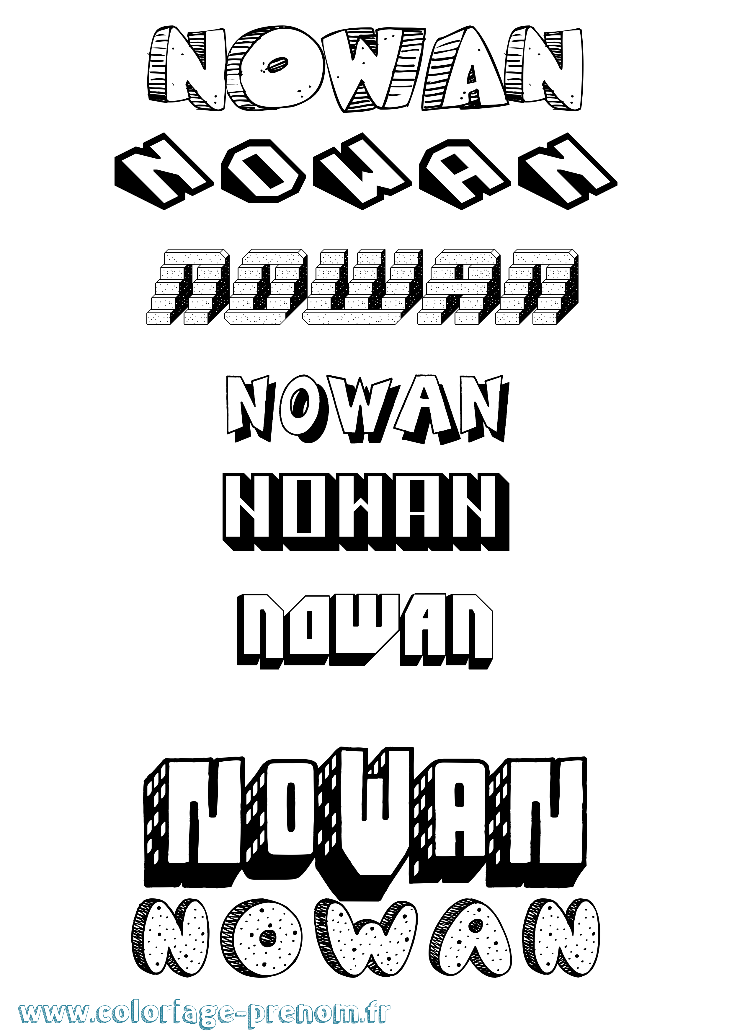 Coloriage Nowan Effet 3D Coloriage prénom Nowan Effet 3D
