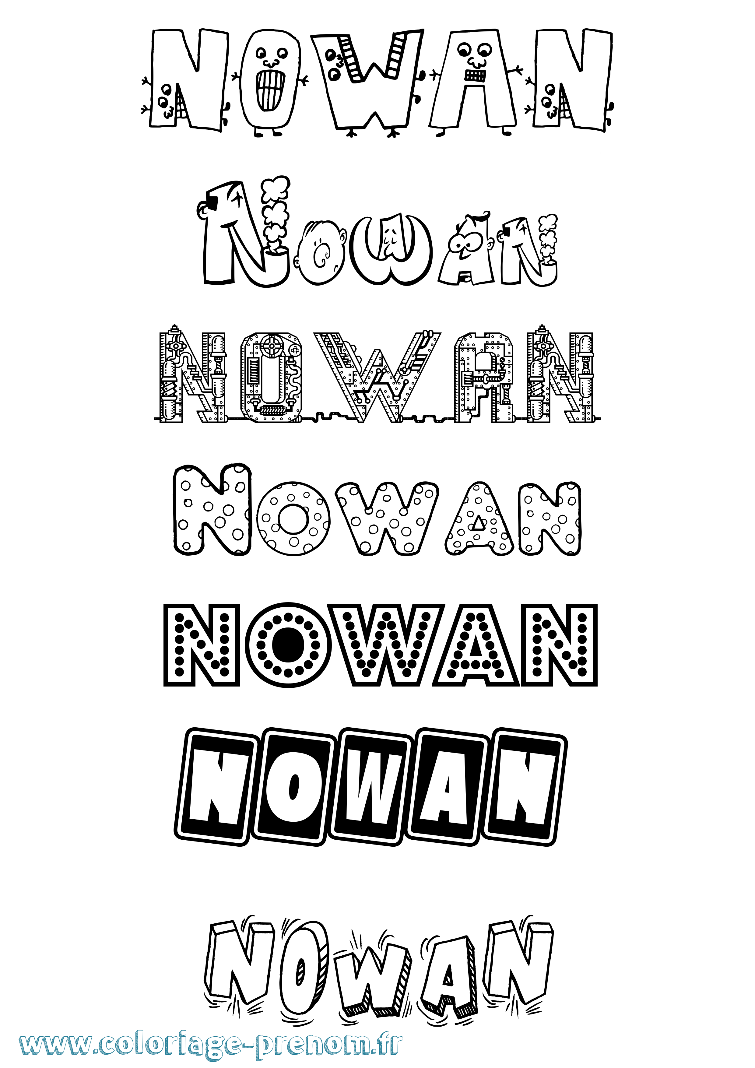 Coloriage Nowan Fun Coloriage prénom Nowan Fun